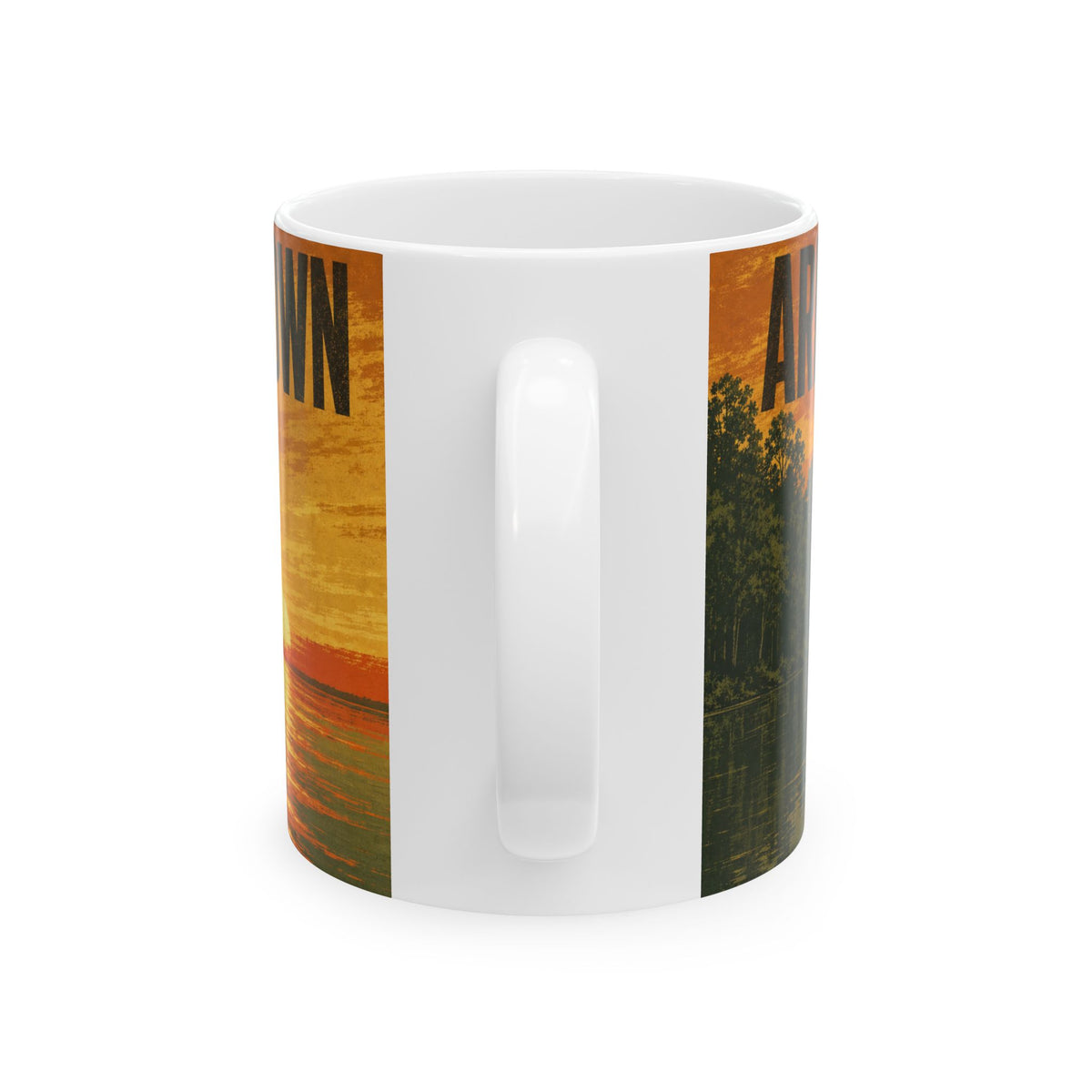 Bowfishing Dusk Jon Boat Silhouette Mug River Sunset Poster Art Gift