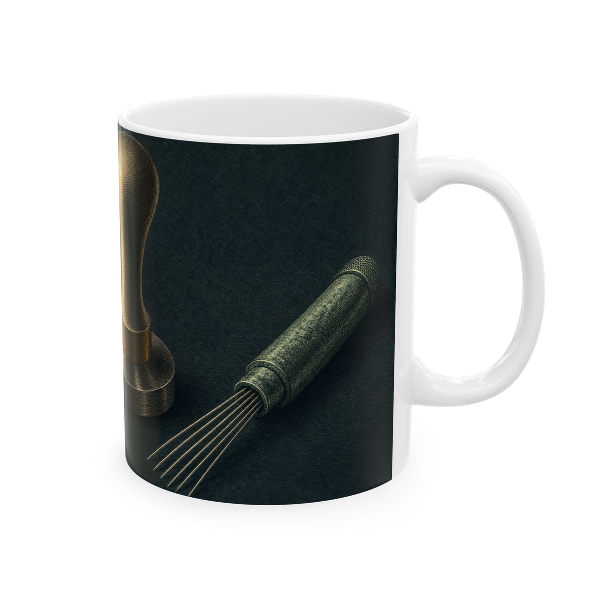 Espresso Puck Cross Section Mug Vintage Specimen Engraving Tamper WDT Needle Tool
