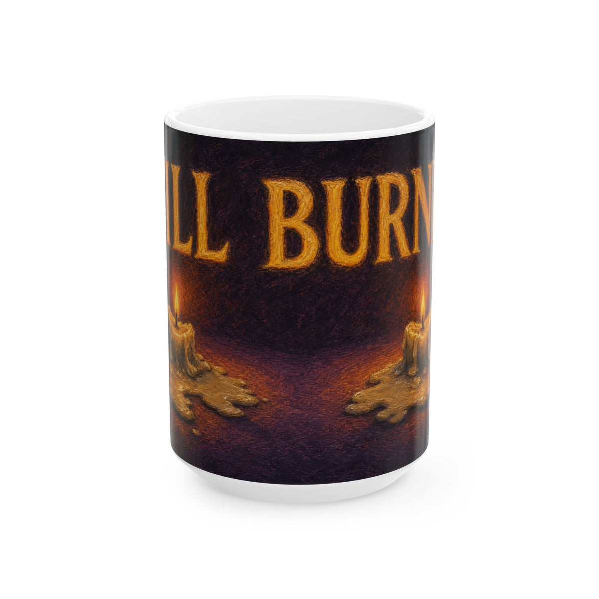 Still Burning Melting Candle Mug, Night Owl Humor, Dark Existential Coffee Cup