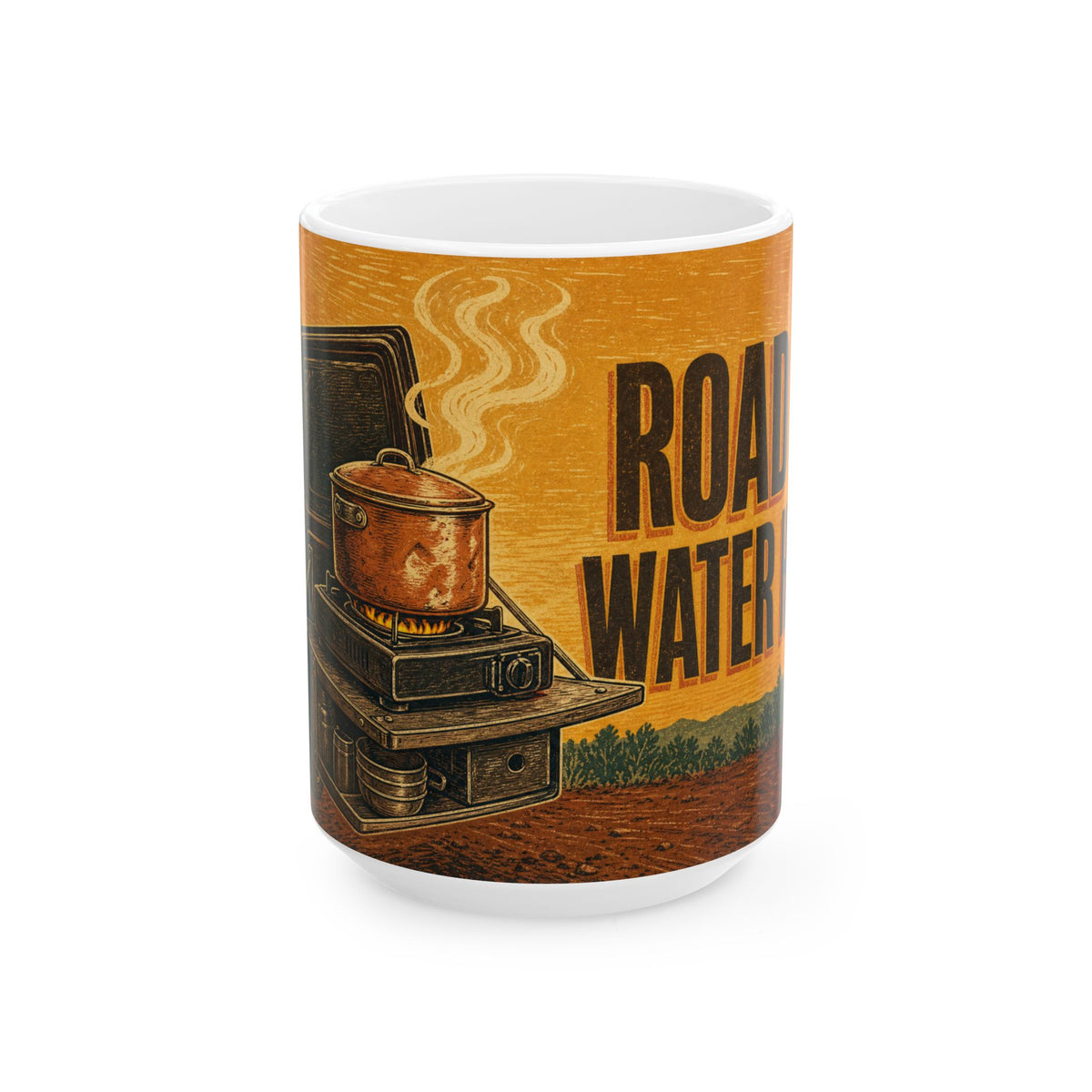 Van Life Cooking Camp Kitchen Mug linocut print outdoor burner road trip