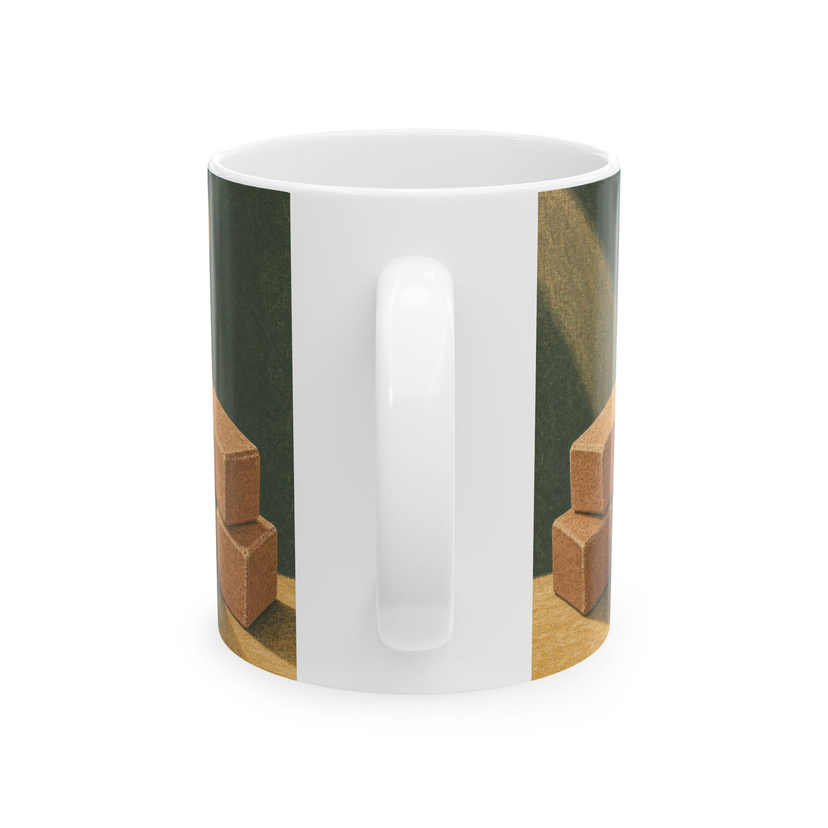 Senior Yoga Blocks and Folded Blanket Mug calm studio morning light gift