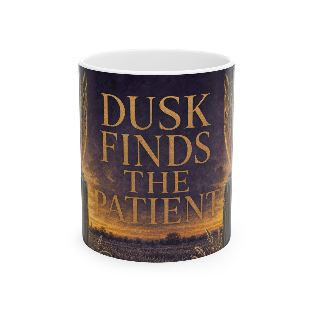 Long-Eared Owl Winter Dusk Mug Atmospheric Wildlife Birdwatching Gift