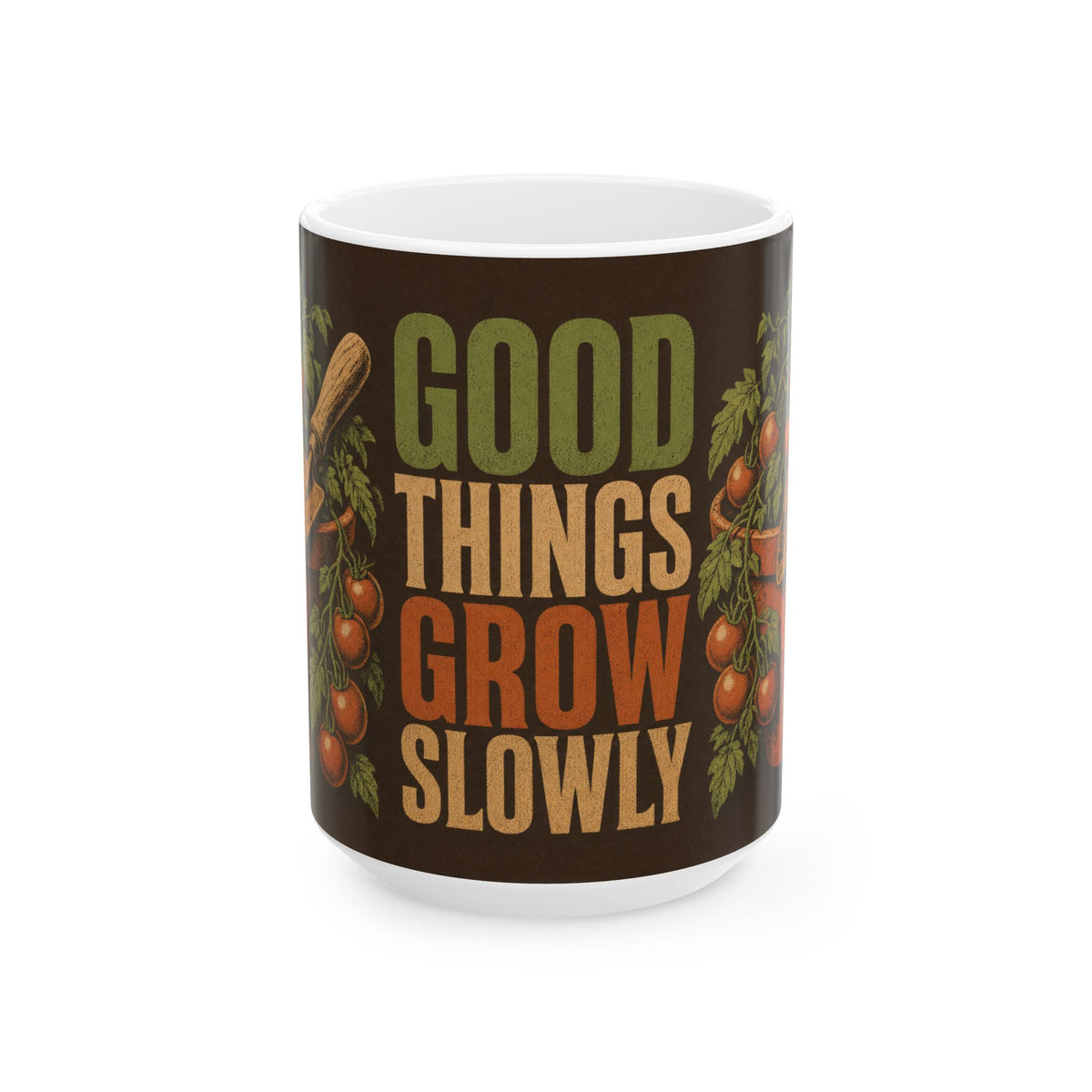 Terracotta Pot Tomatoes Mug Retired Gardener Gift Garden Trowel Illustration
