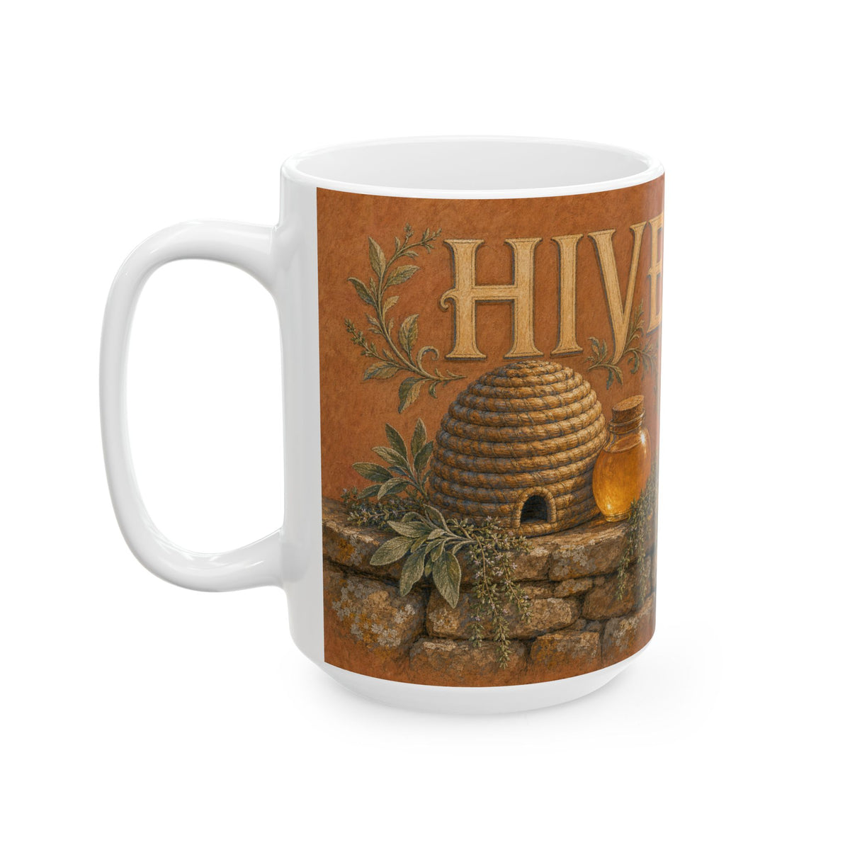 Wicker Skep Beekeeping Mug Hive Mind Honey Jar Garden Wall Still Life Gift