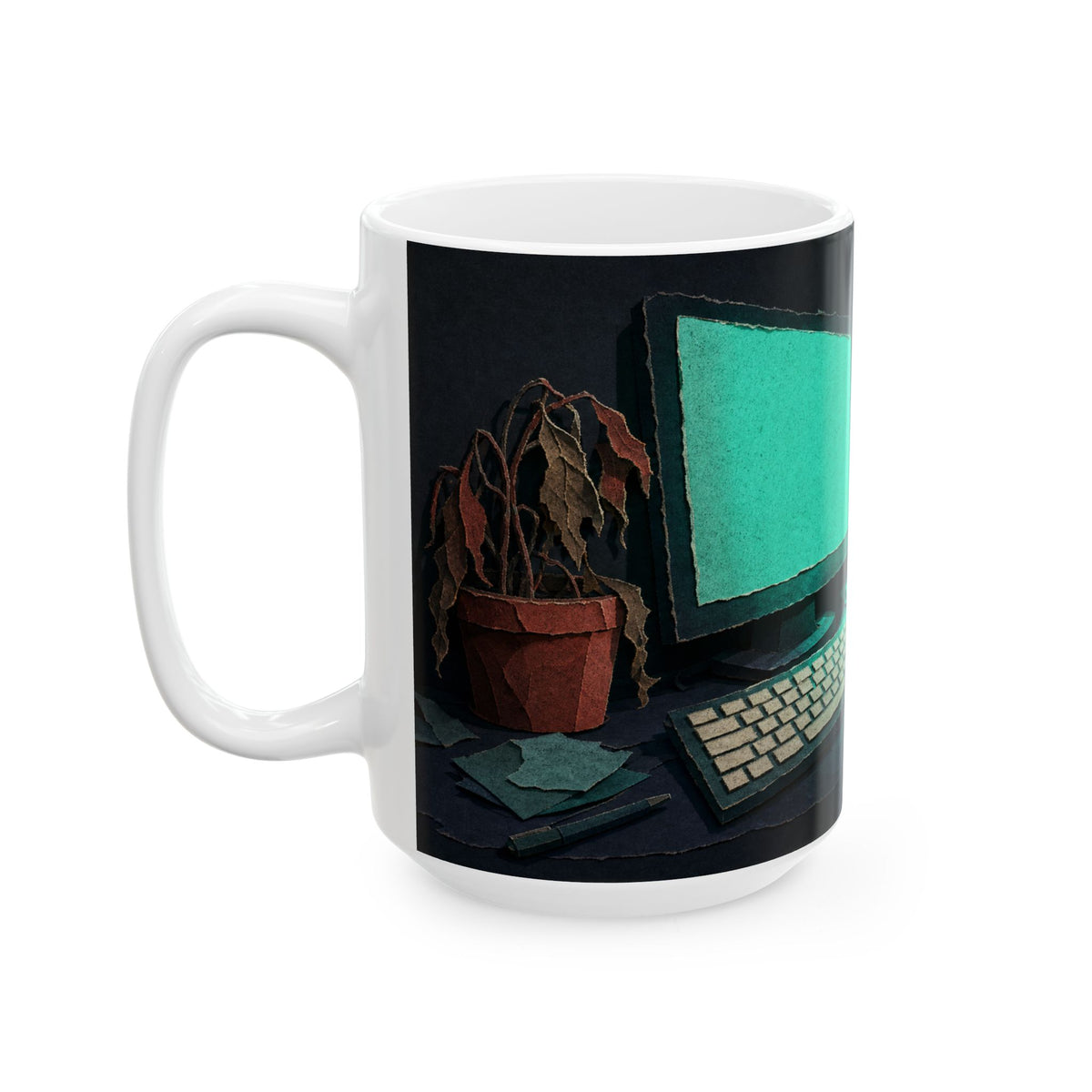 Remote Worker Late Night Desk Mug, Monitor Glow Dark Humour Office Gift