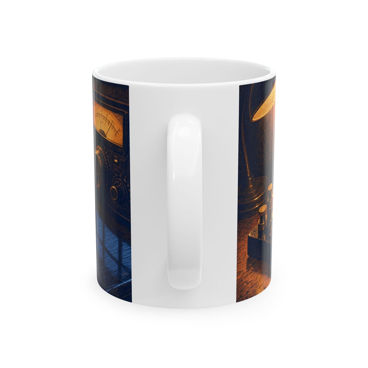 Ham Radio Morse Code Key on Walnut Desk Coffee Mug Amateur Radio Operator Art