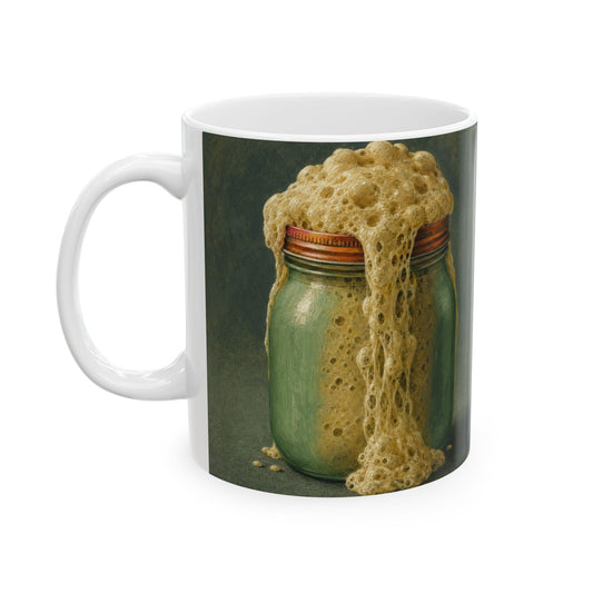 Sourdough Starter Mason Jar Illustration Mug Vintage Scientific Fermentation Art