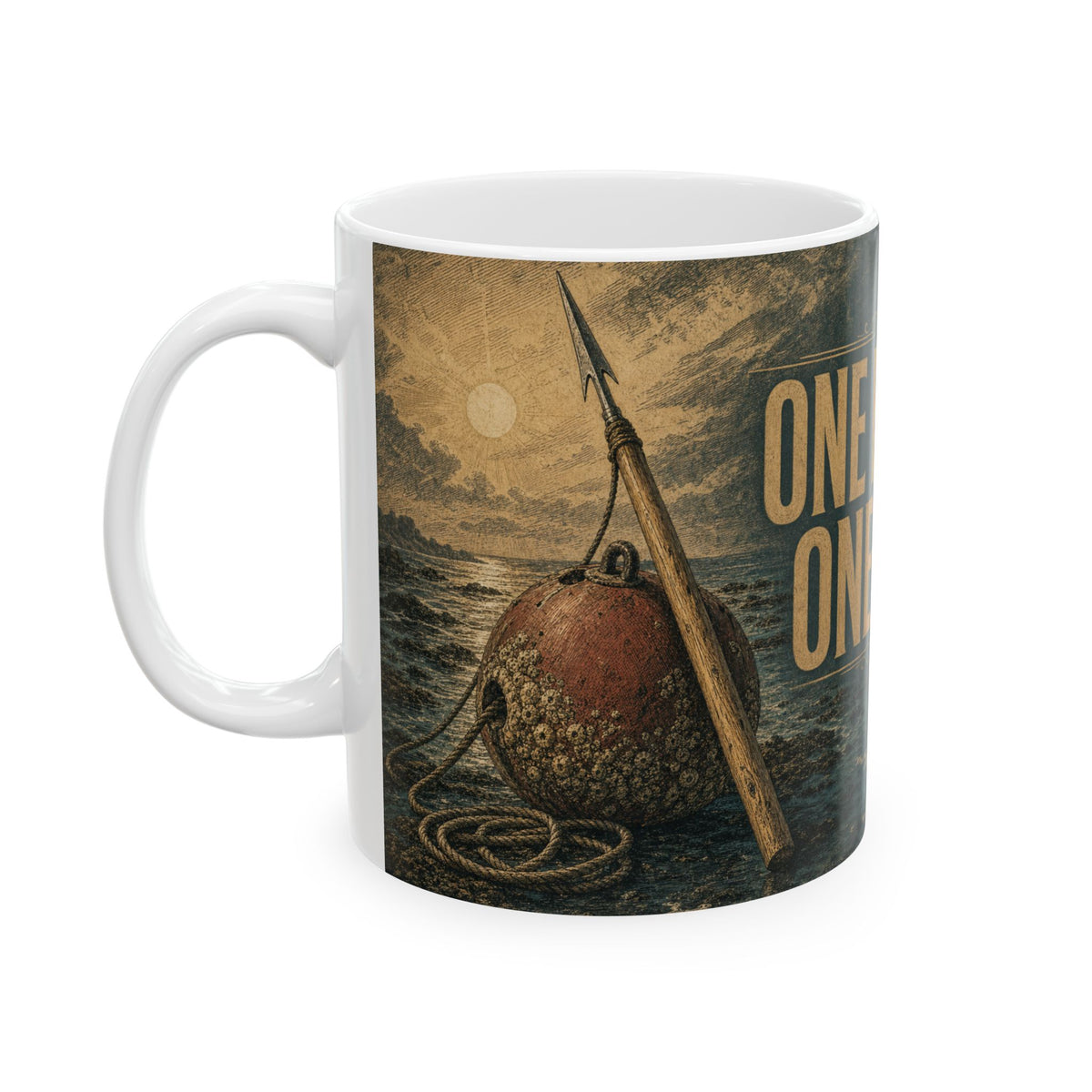 Spearfishing Freediving Mug Pole Spear Dive Float Ocean Engraving Style