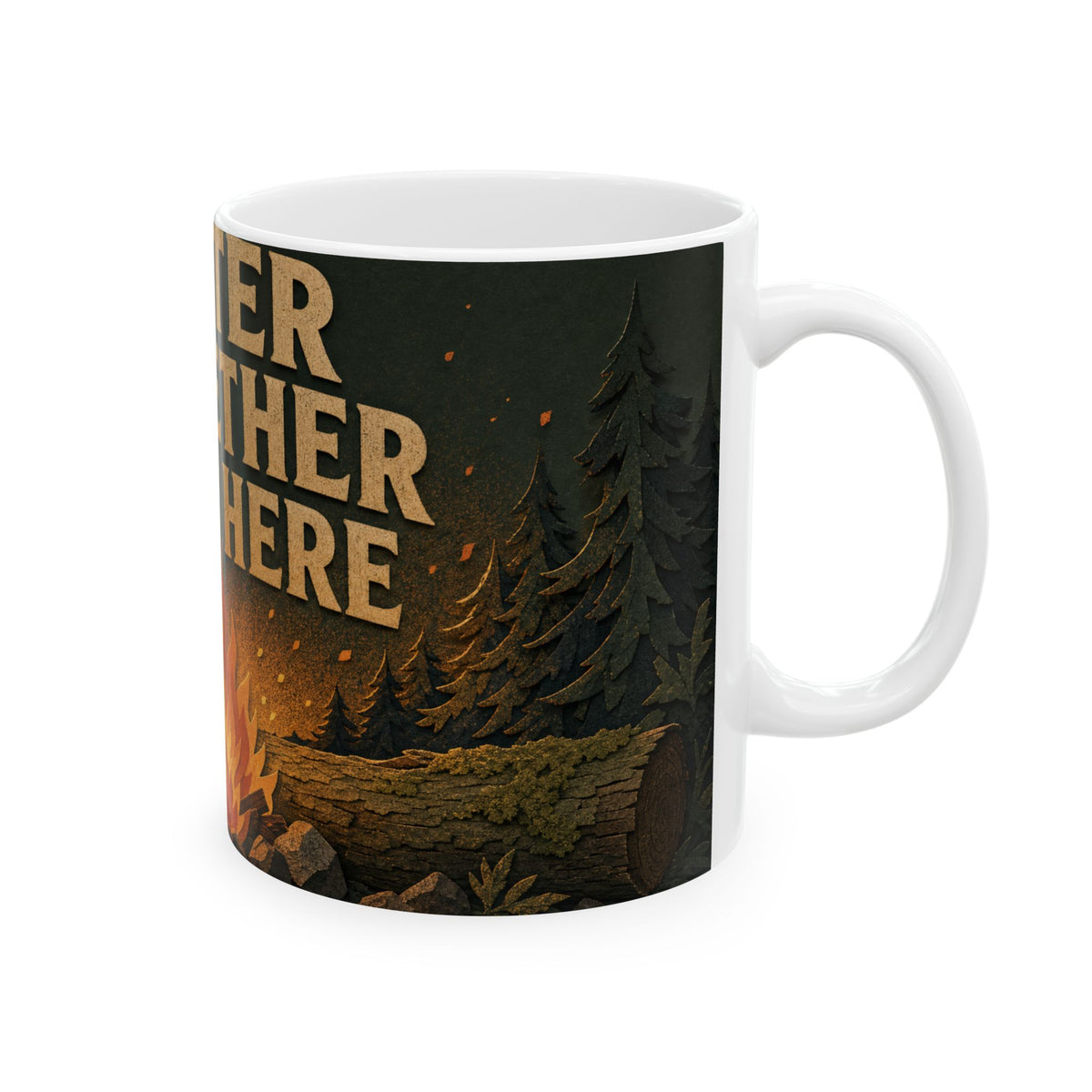Campfire Mugs Cosy Camping Scene Ceramic Mug Couple Outdoors Gift
