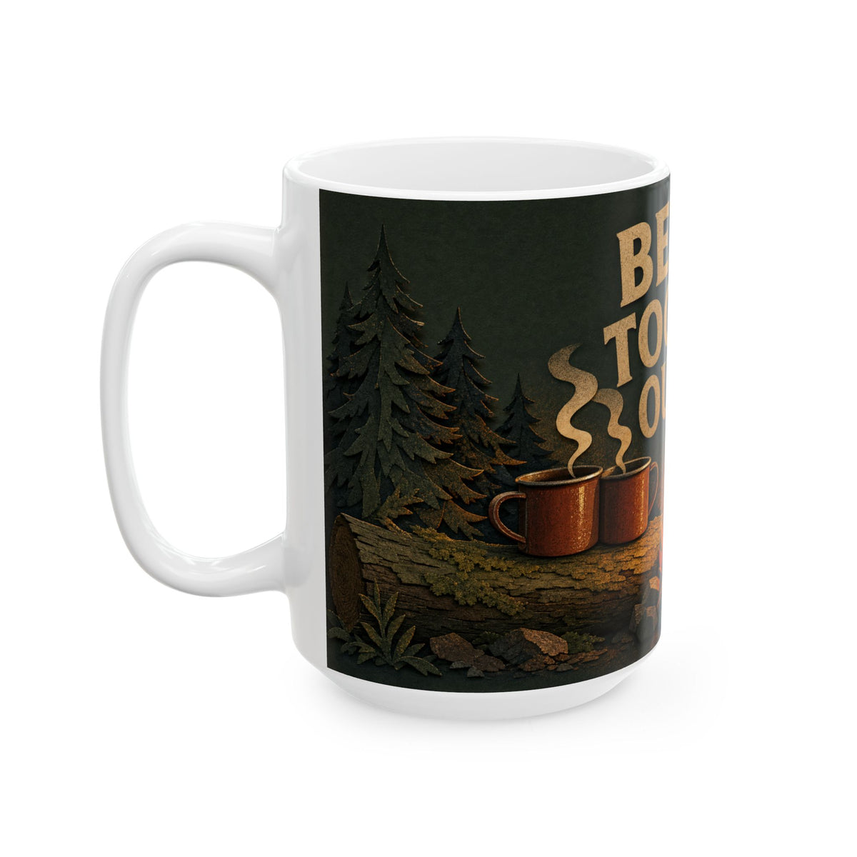 Campfire Mugs Cosy Camping Scene Ceramic Mug Couple Outdoors Gift