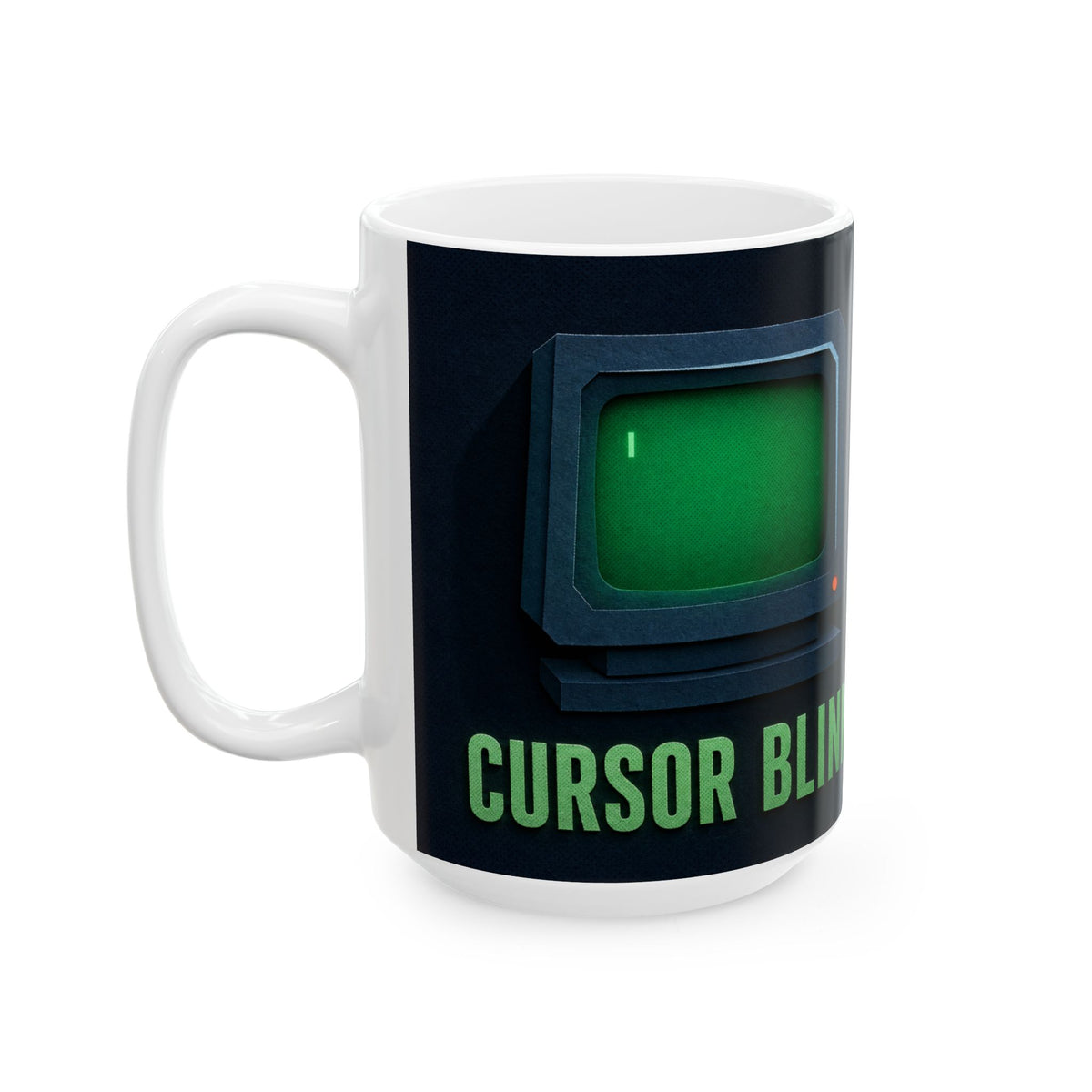Glowing Phosphor Green Cursor CRT Monitor Mug for 2am Coders and Prompt Engineers