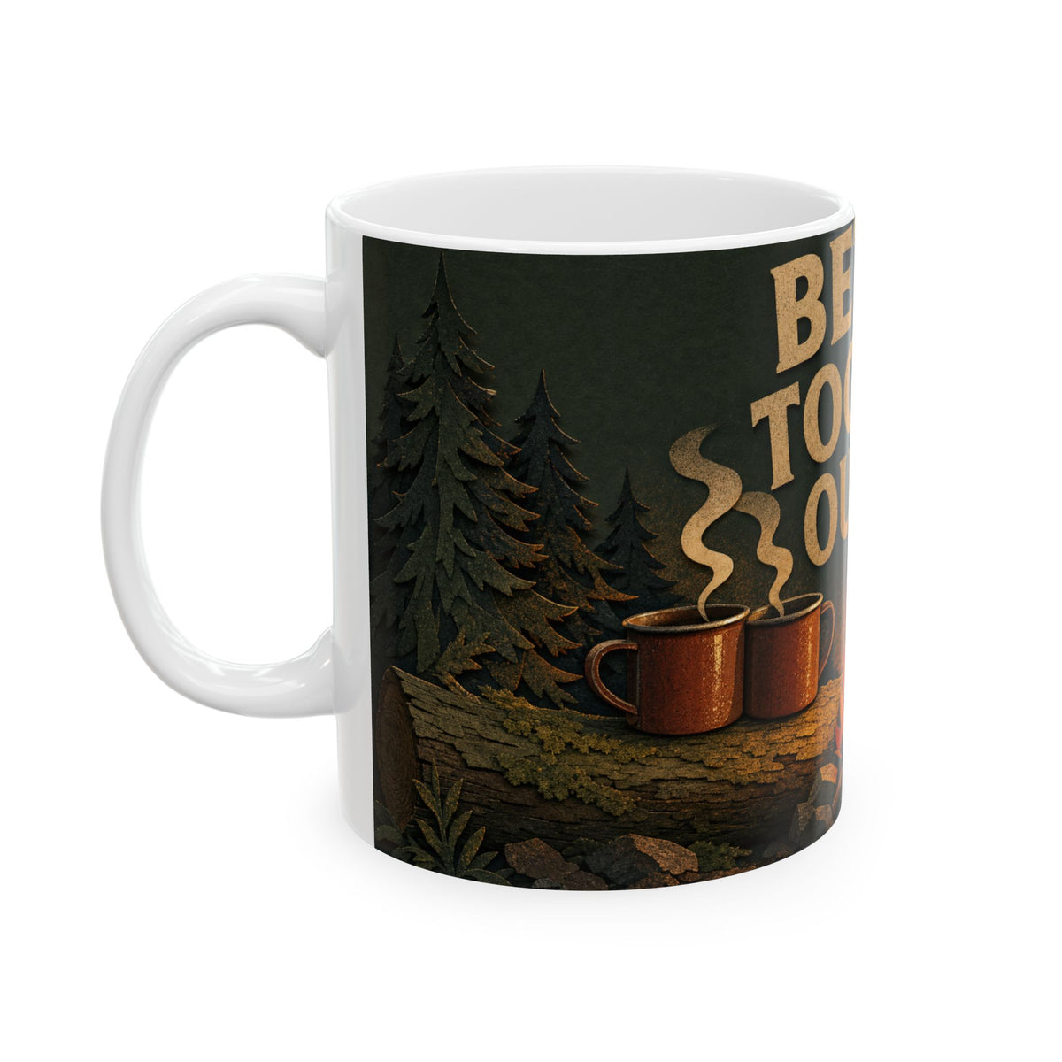 Campfire Mugs Cosy Camping Scene Ceramic Mug Couple Outdoors Gift