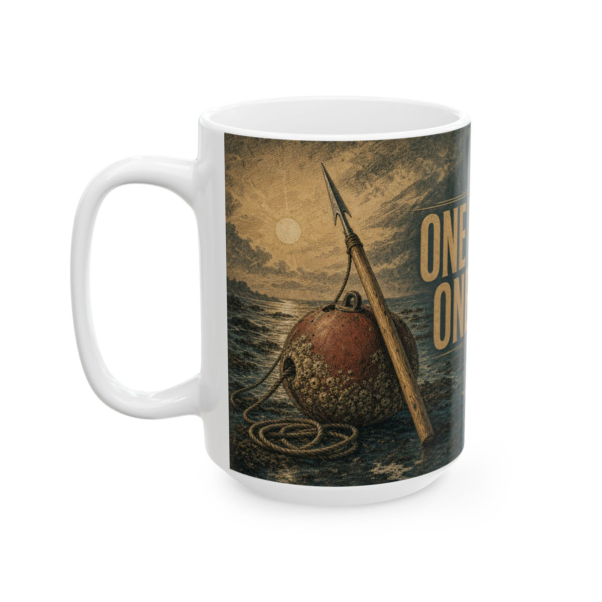 Spearfishing Freediving Mug Pole Spear Dive Float Ocean Engraving Style