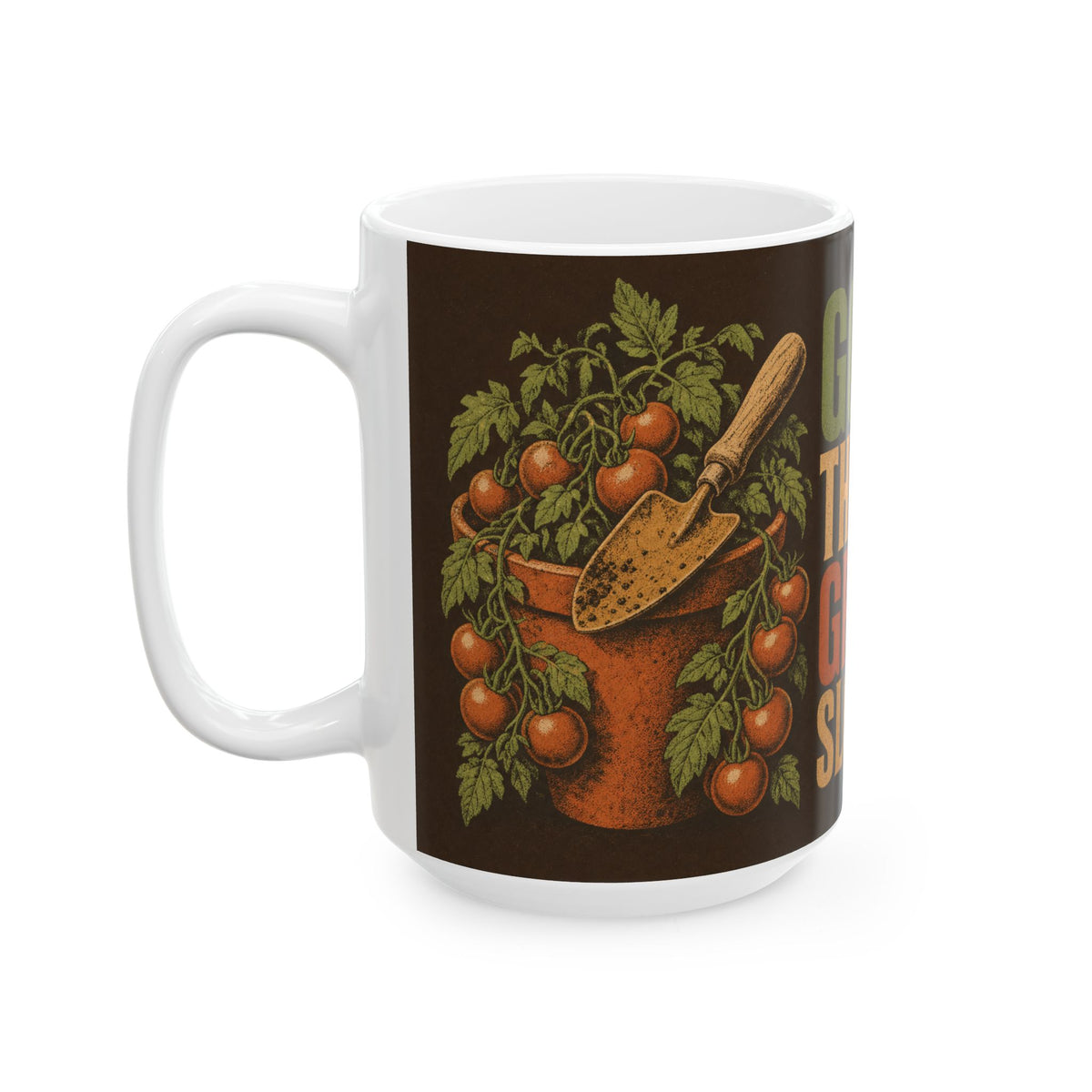 Terracotta Pot Tomatoes Mug Retired Gardener Gift Garden Trowel Illustration