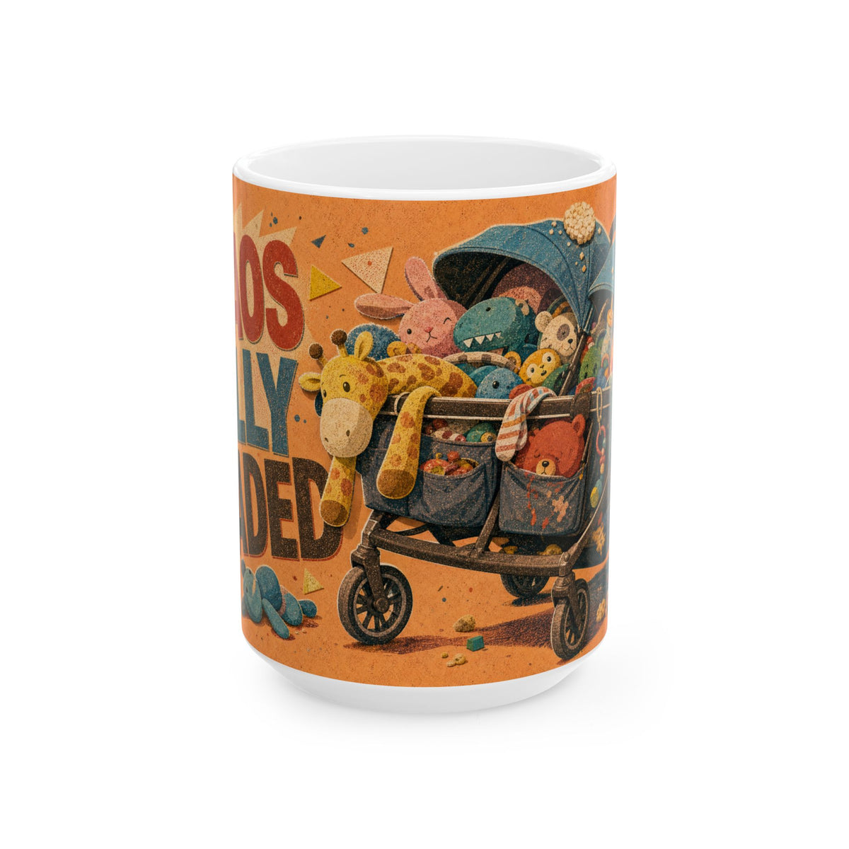 Double Pram Illustration Mug Twins Parents Gift Soft Toys Chaos Affectionately Exhausted