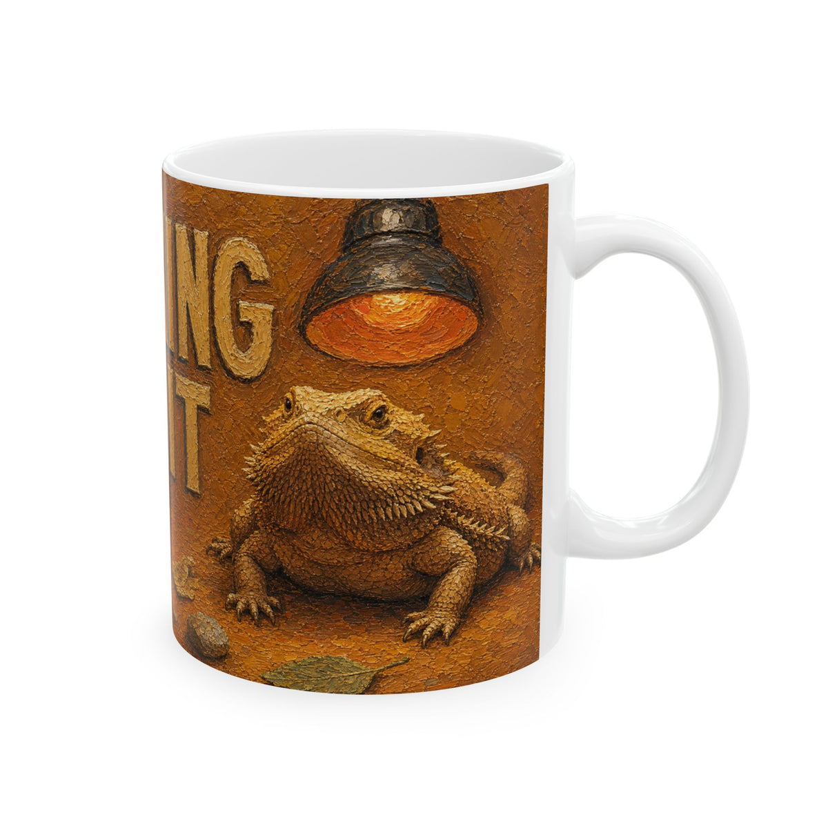 Bearded Dragon Mug Reptile Art Impasto Oil Painting Vivarium Life Coffee Cup