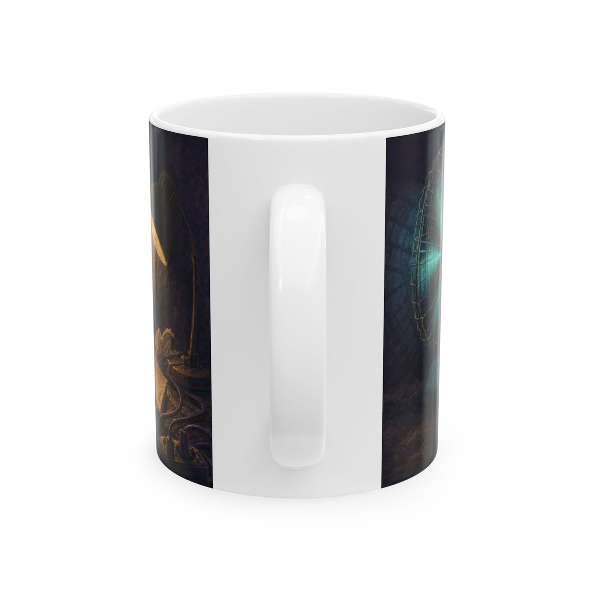 Vintage desk fan wilting geranium mug chalk pastel dark night sweat scene