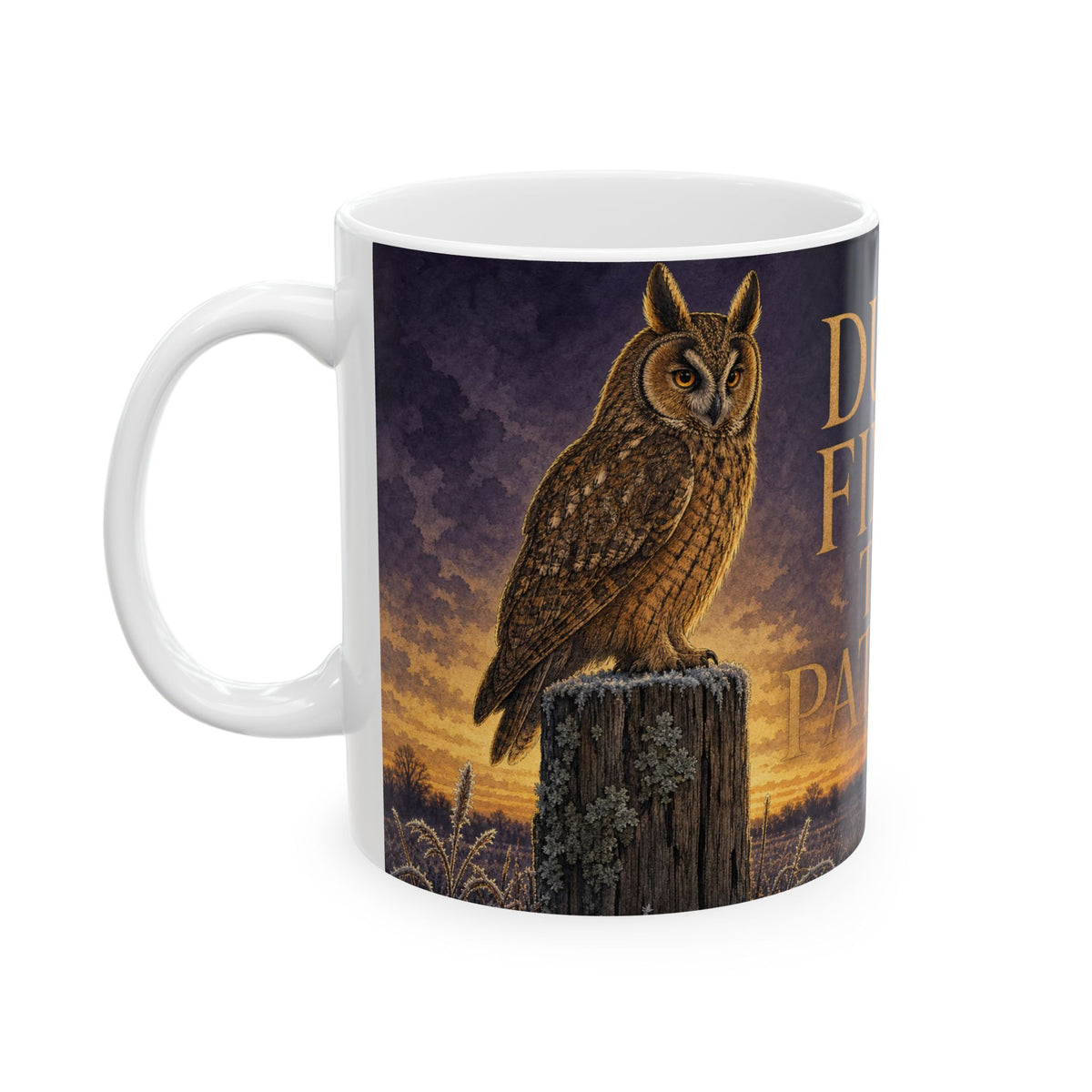 Long-Eared Owl Winter Dusk Mug Atmospheric Wildlife Birdwatching Gift