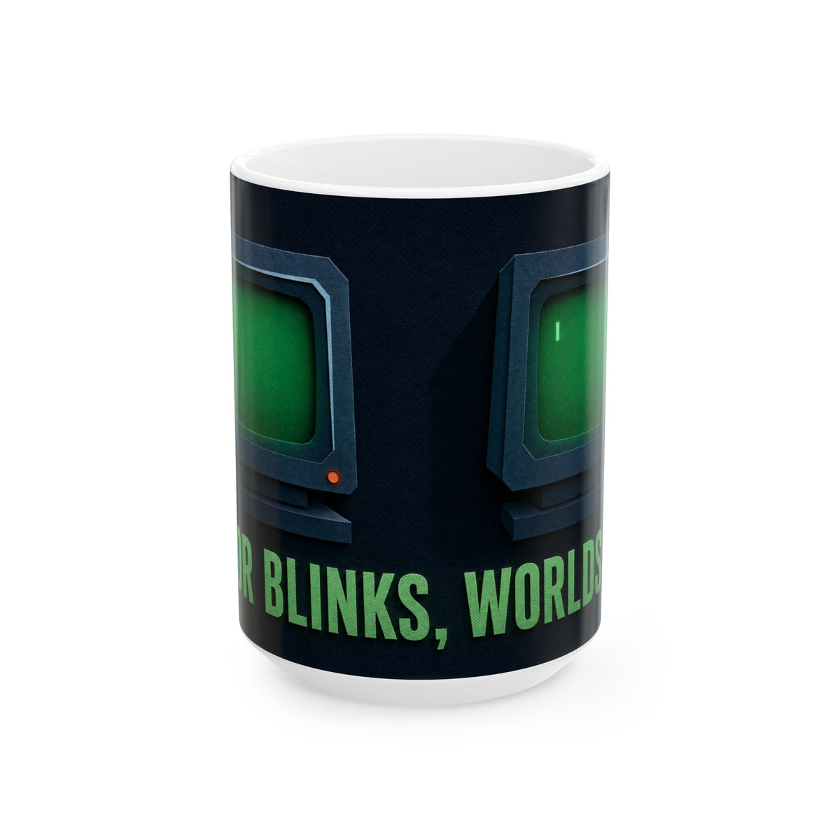 Glowing Phosphor Green Cursor CRT Monitor Mug for 2am Coders and Prompt Engineers
