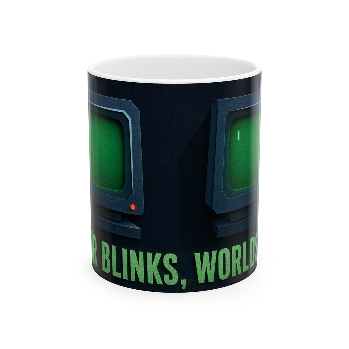 Glowing Phosphor Green Cursor CRT Monitor Mug for 2am Coders and Prompt Engineers