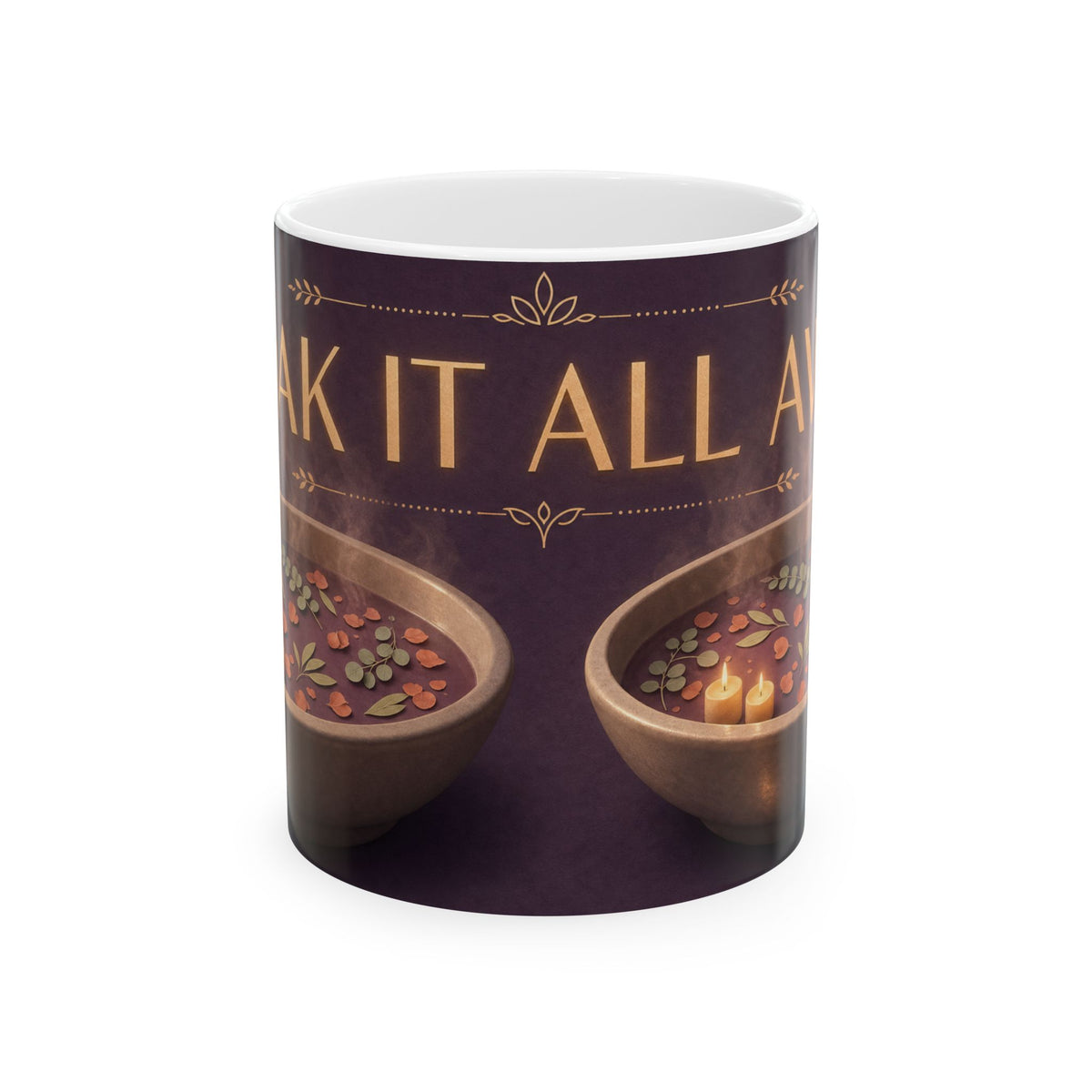 Botanical Bath Self-Care Art Mug Candlelit Soak Foot Bowl Spa Rest Gift