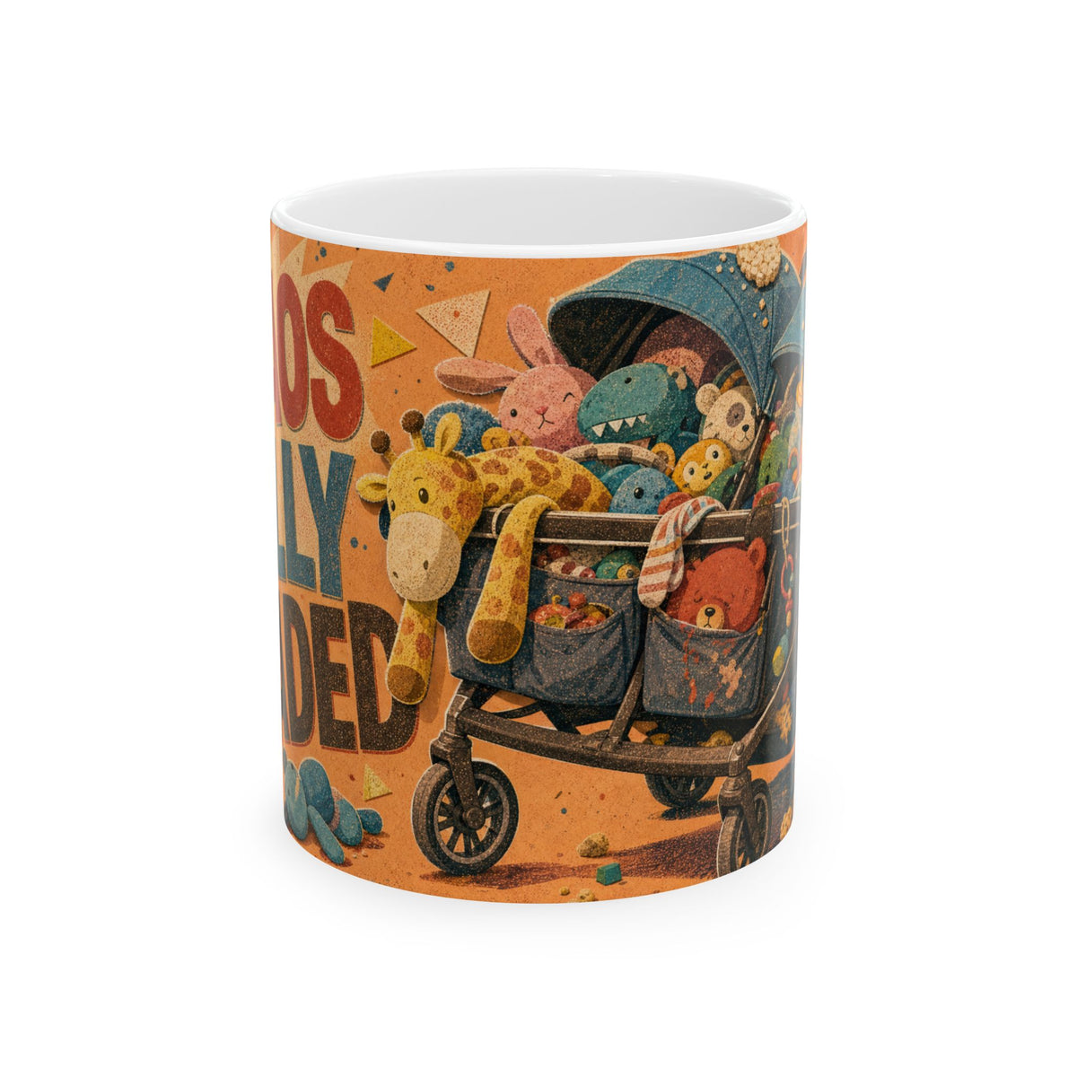 Double Pram Illustration Mug Twins Parents Gift Soft Toys Chaos Affectionately Exhausted