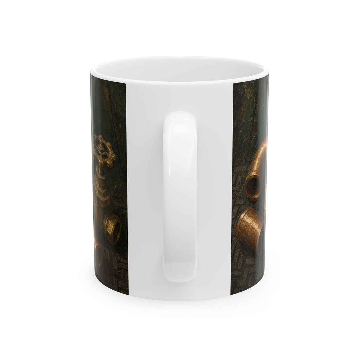 Pipe Wrench Still Life Mug for Plumbers – Copper Fittings Trades Humor Gift