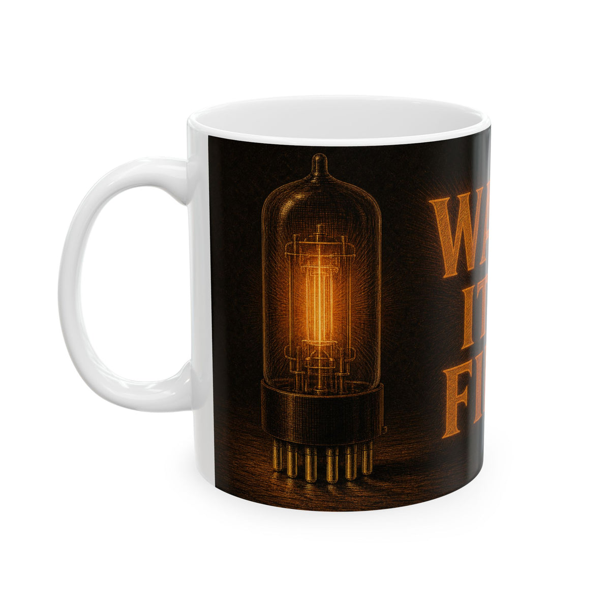 Vacuum Tube Amber Glow Mug for Tube Amplifier Builders and Audio Enthusiasts