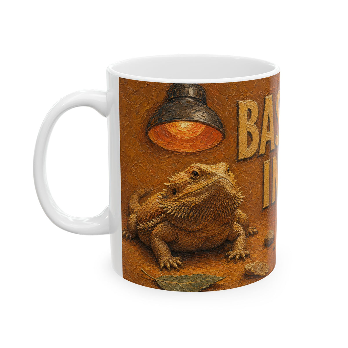 Bearded Dragon Mug Reptile Art Impasto Oil Painting Vivarium Life Coffee Cup