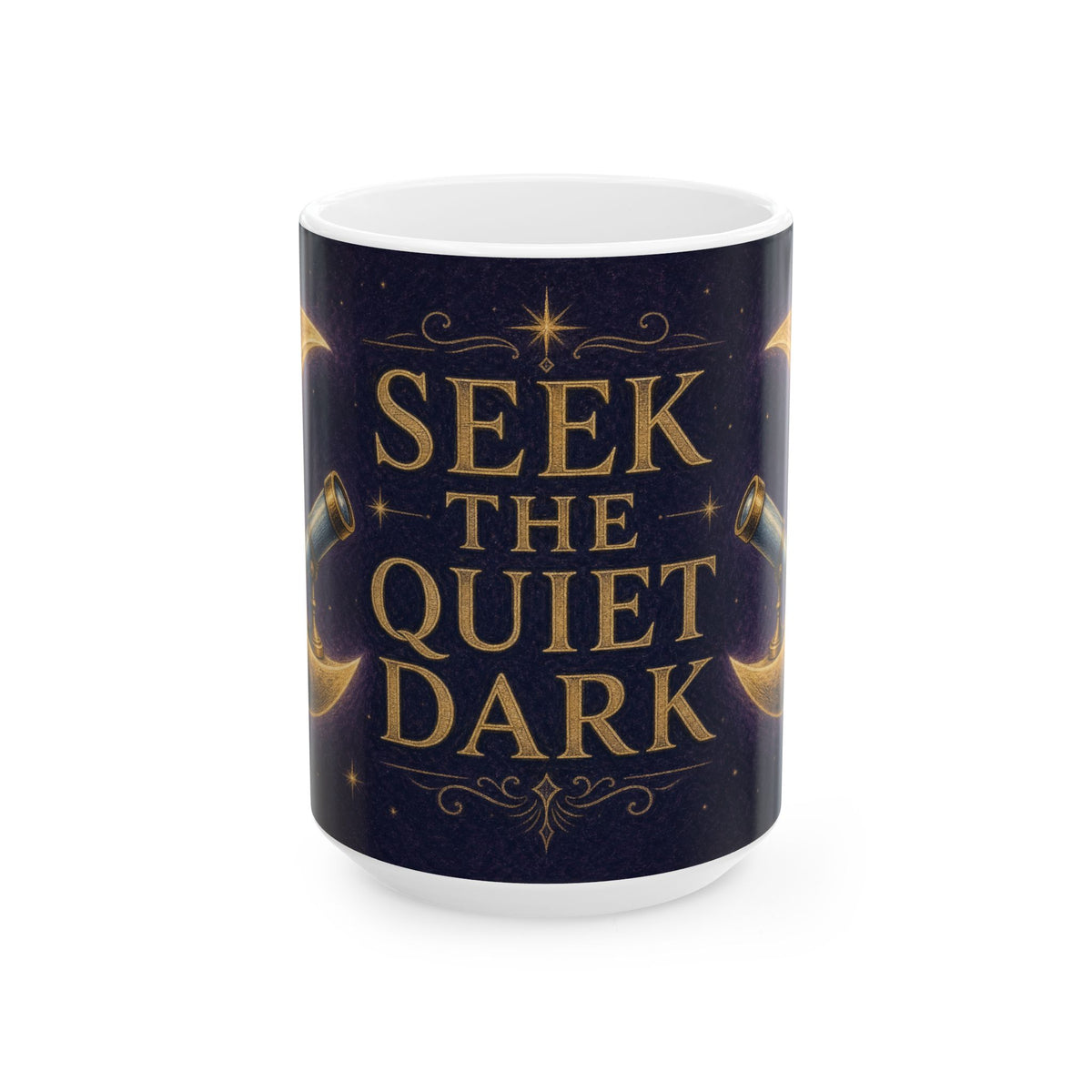 Crescent Moon Telescope Mug Stargazing Gift Night Sky Engraving Style