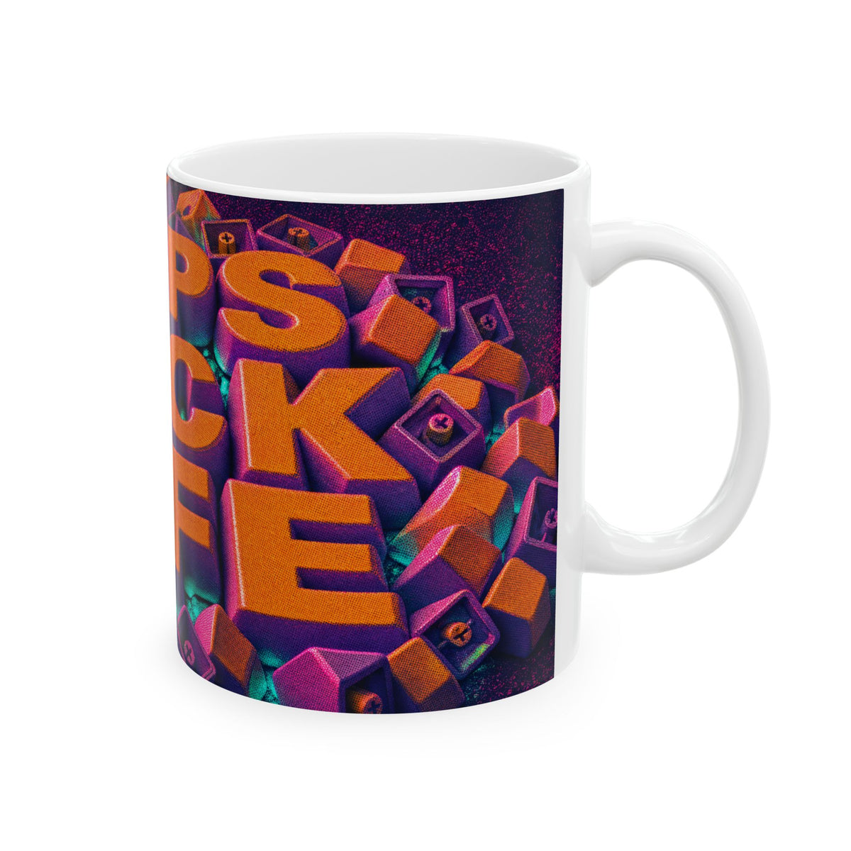 Mechanical Keyboard Art Mug Keycap Spill RGB Glow Cyberpunk Desk Coffee Cup
