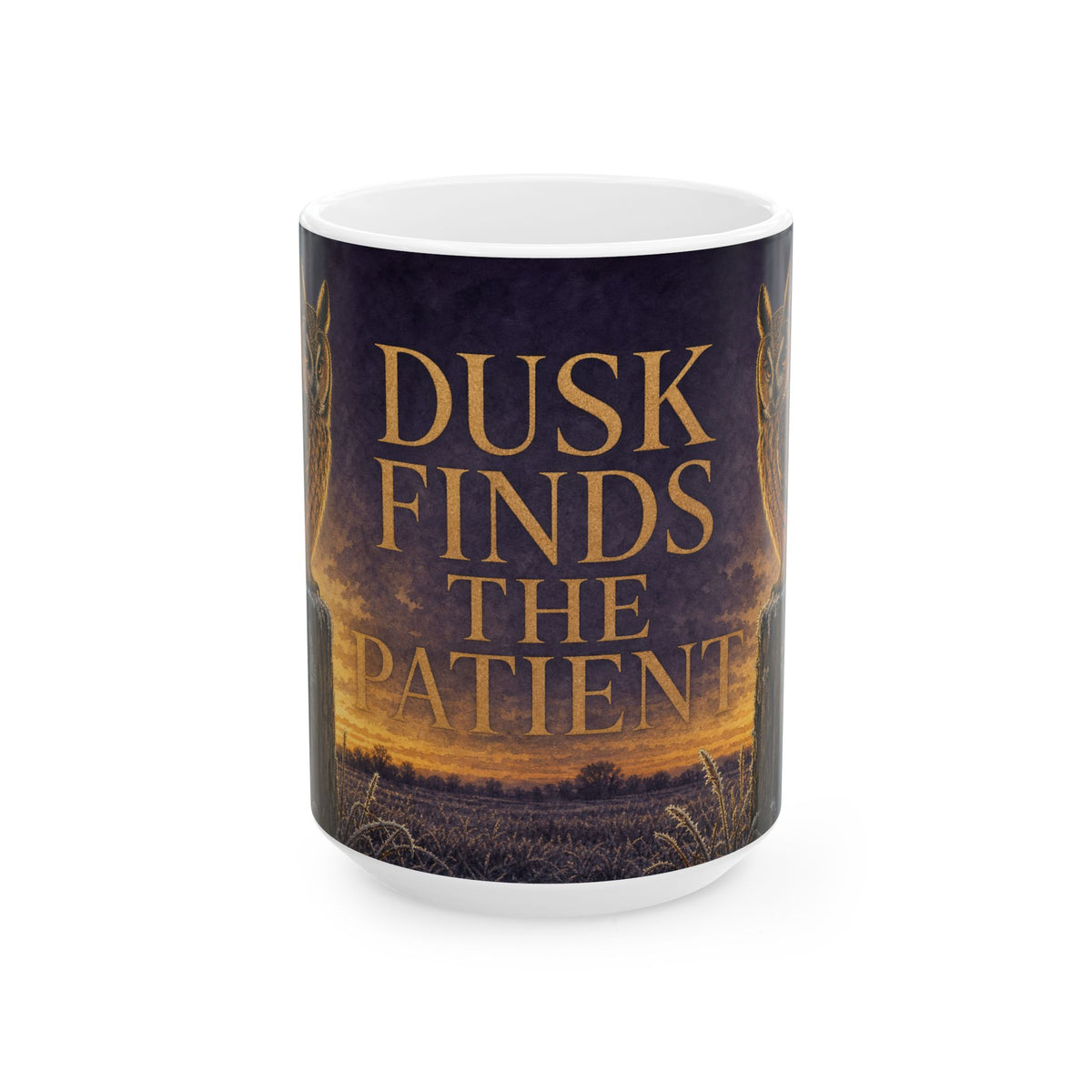 Long-Eared Owl Winter Dusk Mug Atmospheric Wildlife Birdwatching Gift