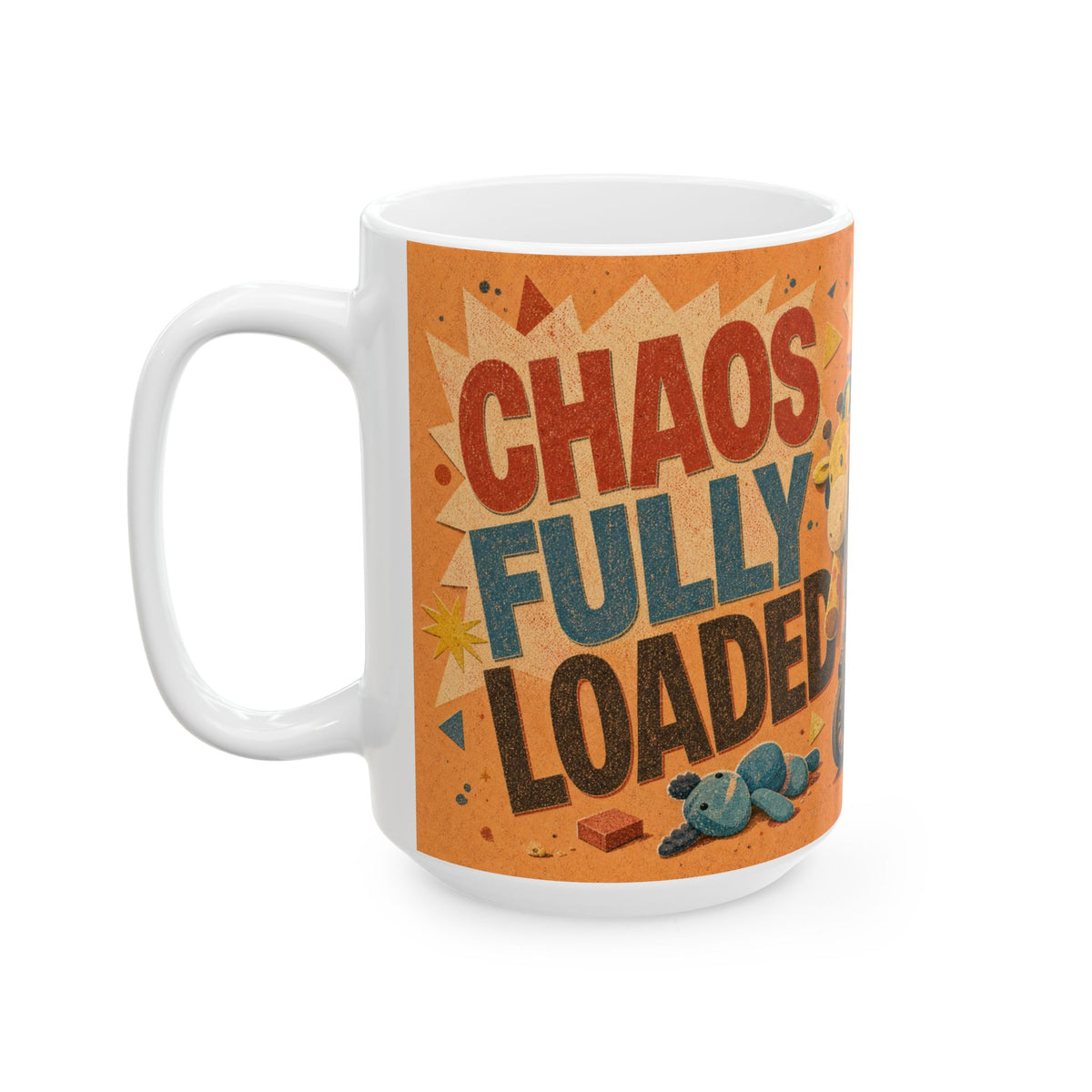 Double Pram Illustration Mug Twins Parents Gift Soft Toys Chaos Affectionately Exhausted