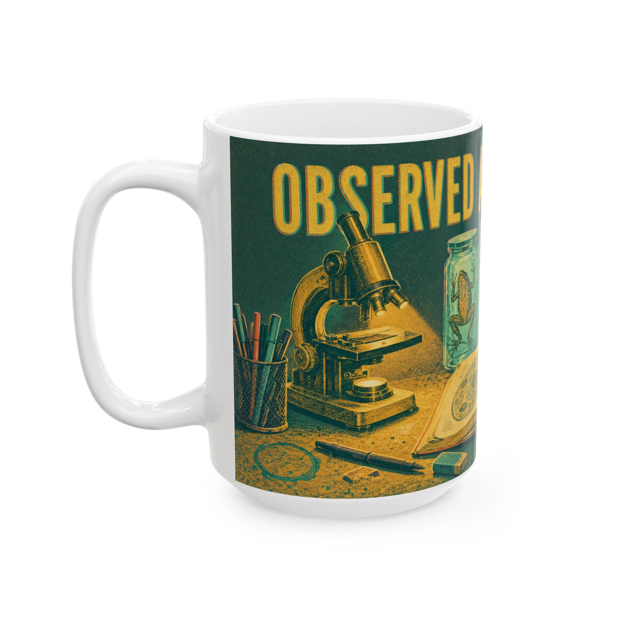 Biology Teacher Desk Mug Microscope Specimen Jars Science Classroom Gift
