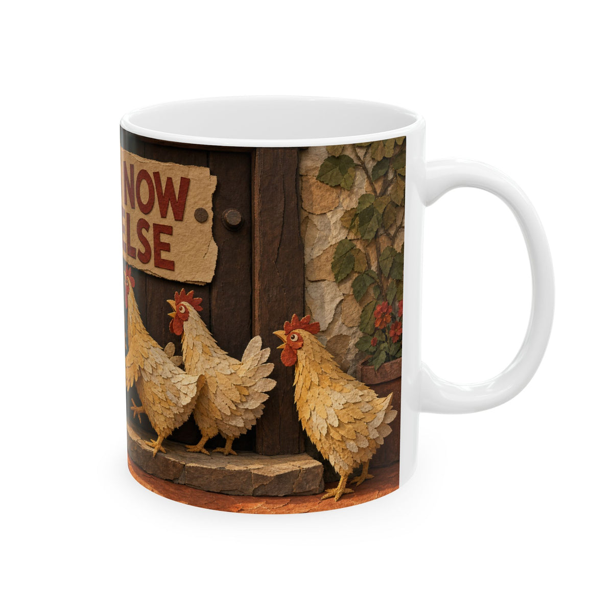 Backyard Chickens Mug Hen Flock Dawn Doorstep Terracotta Cottage Humor Gift