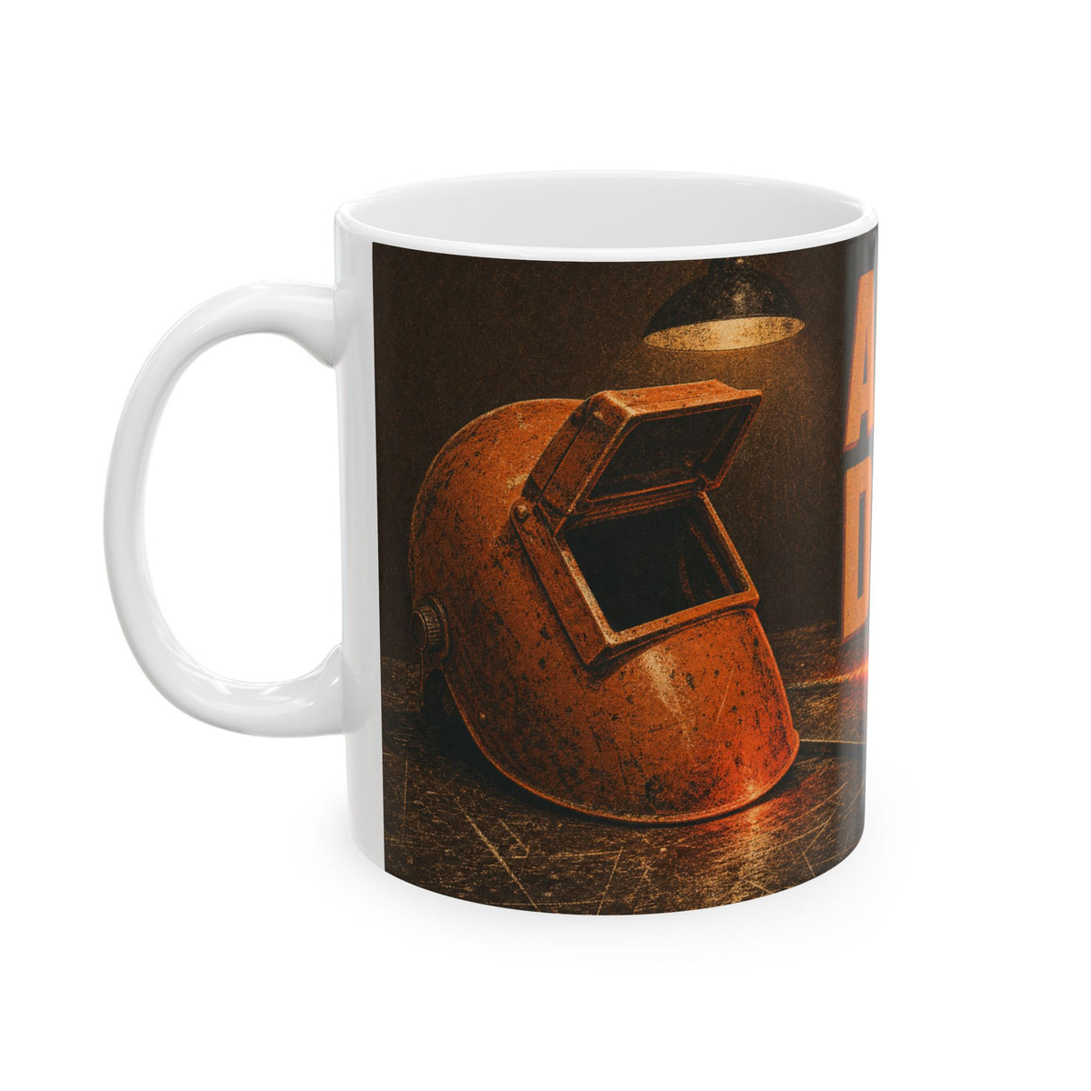 Welder Helmet End of Shift Coffee Mug, Workshop Still Life, Trade Humor Gift