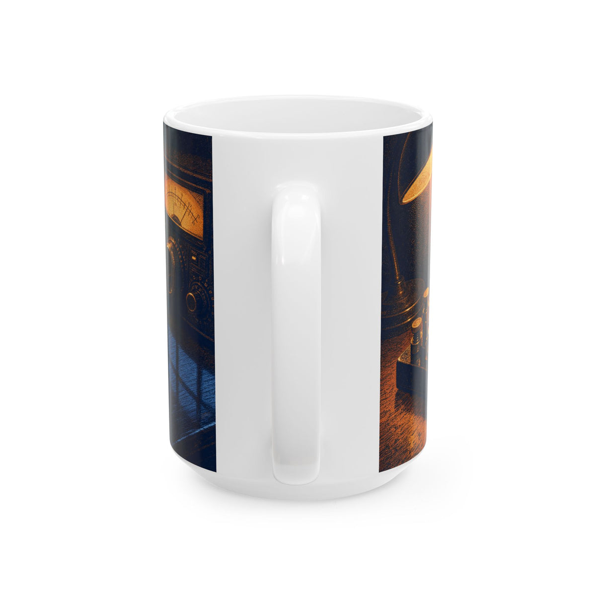 Ham Radio Morse Code Key on Walnut Desk Coffee Mug Amateur Radio Operator Art