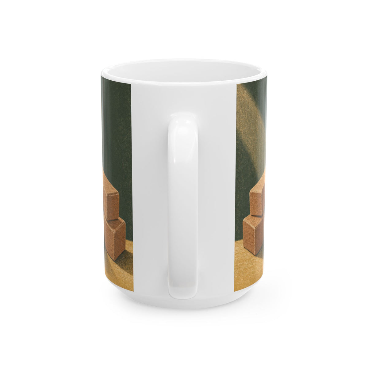 Senior Yoga Blocks and Folded Blanket Mug calm studio morning light gift