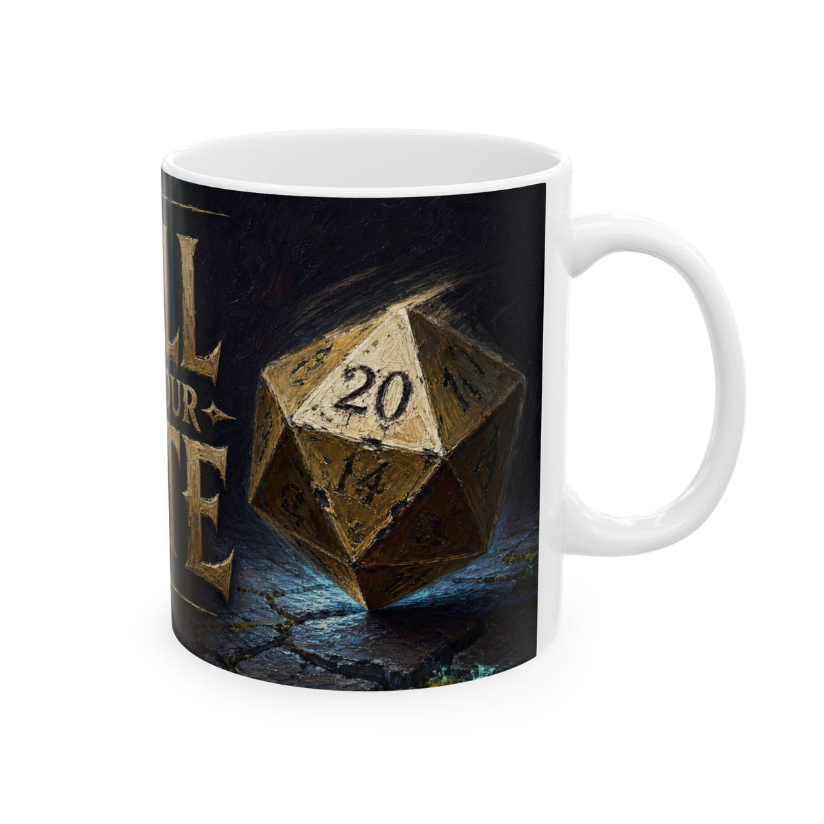 Roll For Your Fate d20 Dice Dungeon Master Gift Tabletop RPG Mug