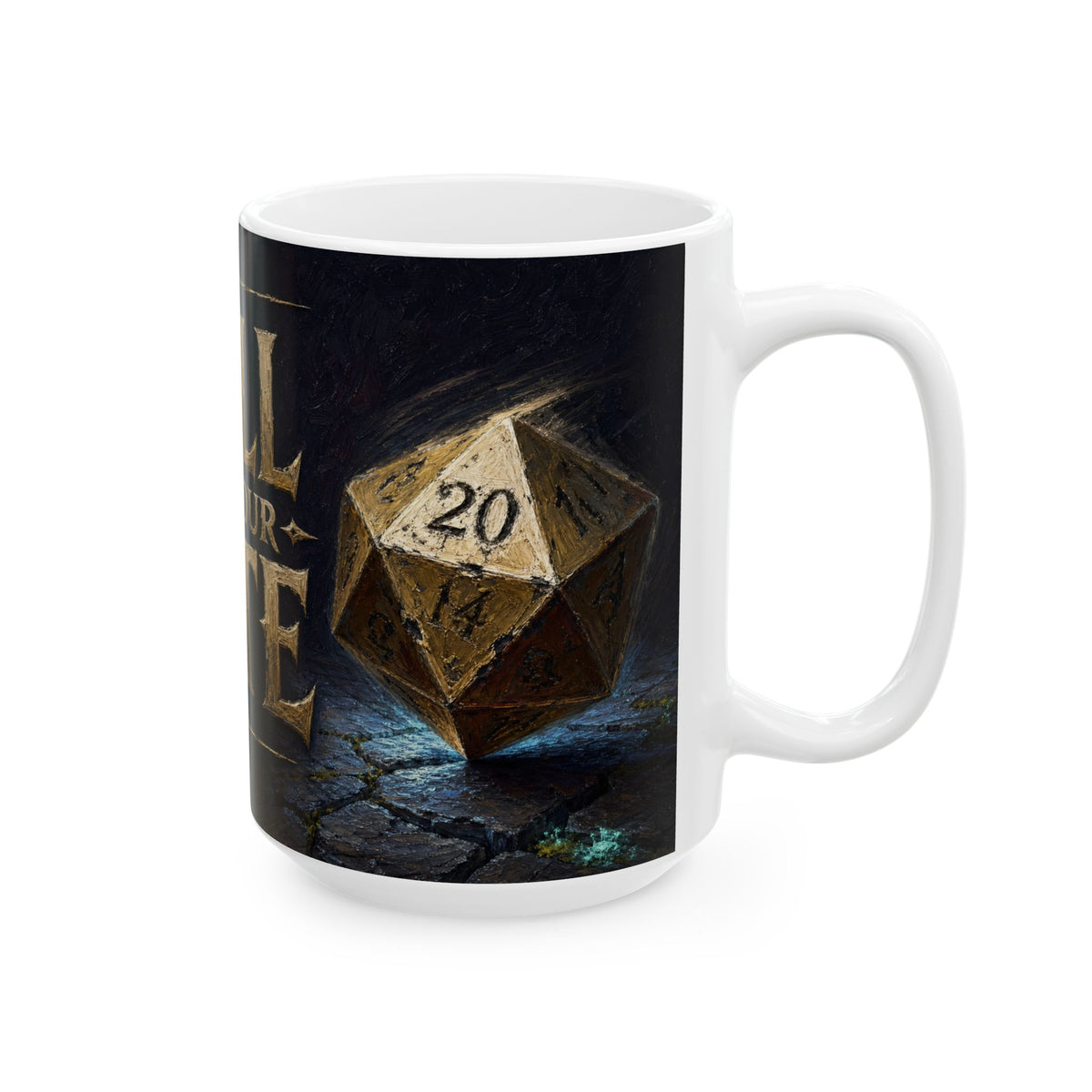 Roll For Your Fate d20 Dice Dungeon Master Gift Tabletop RPG Mug