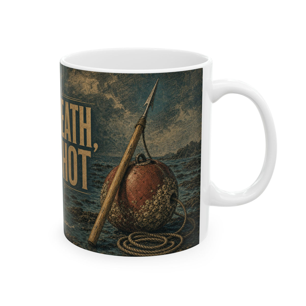 Spearfishing Freediving Mug Pole Spear Dive Float Ocean Engraving Style