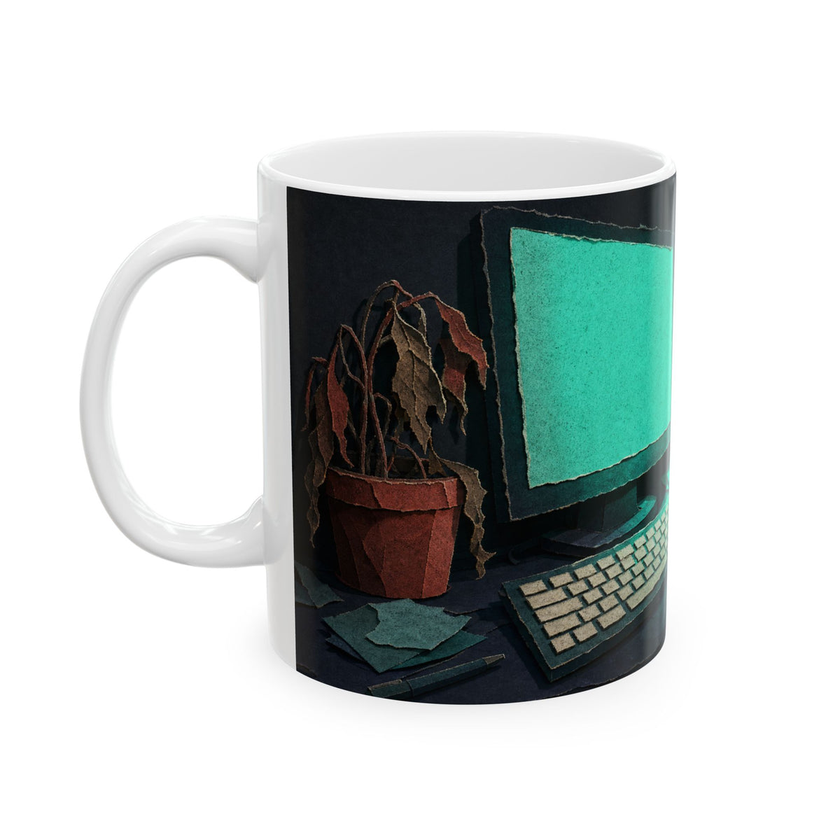Remote Worker Late Night Desk Mug, Monitor Glow Dark Humour Office Gift