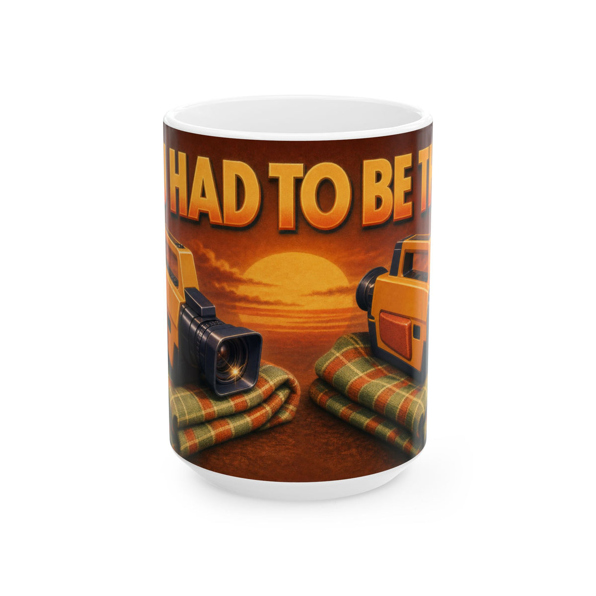 VHS Camcorder Golden Hour Nostalgia Mug 1980s Home Video Retro Art Coffee Cup
