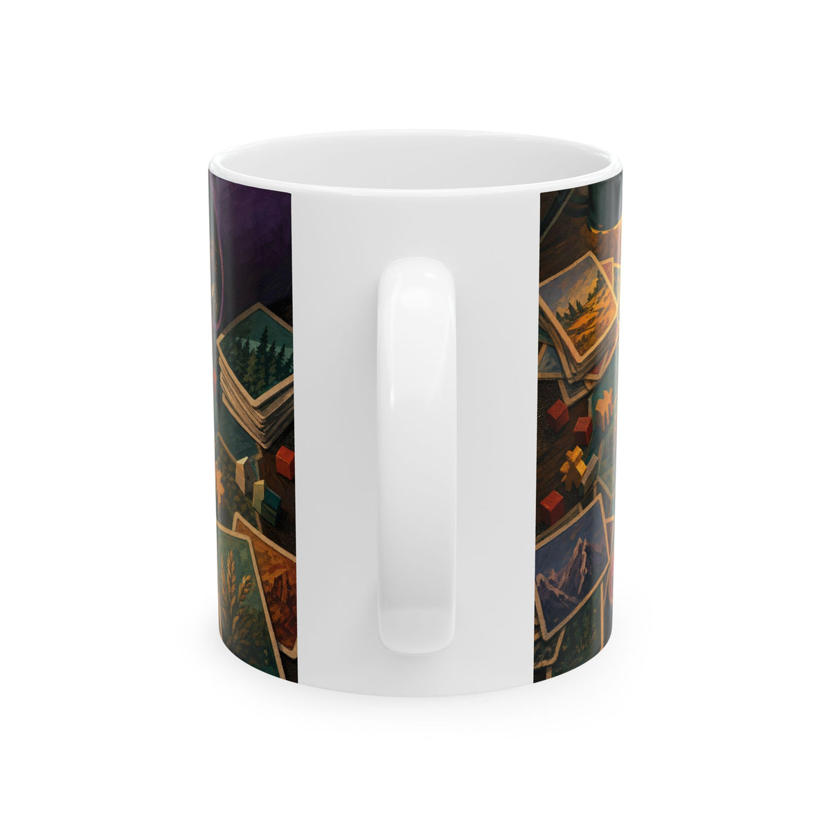 Board Game Chaos Mug Meeples and Dice Tabletop Game Night Humor Coffee Cup