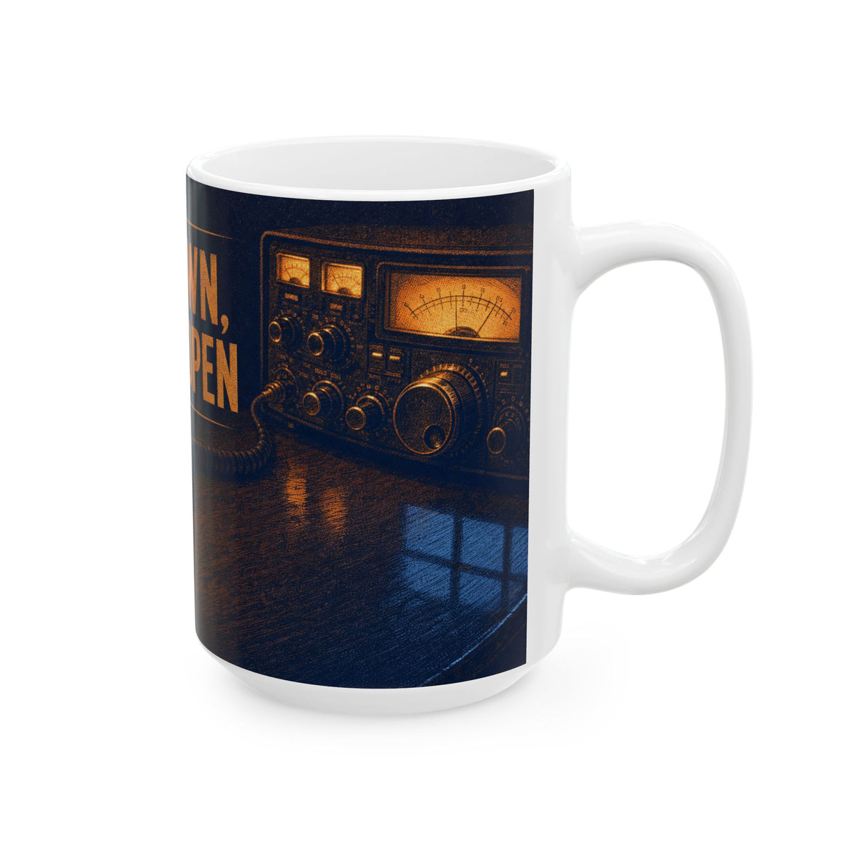 Ham Radio Morse Code Key on Walnut Desk Coffee Mug Amateur Radio Operator Art