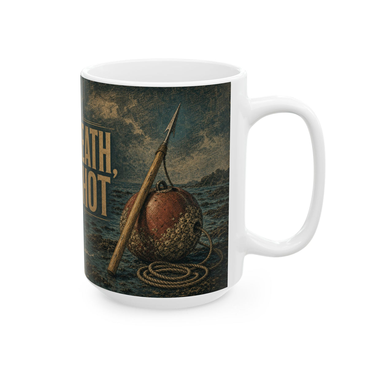 Spearfishing Freediving Mug Pole Spear Dive Float Ocean Engraving Style