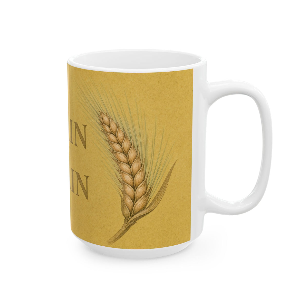 Grain By Grain Home Brewing Mug Barley Botanical Pen and Ink Art Coffee Cup