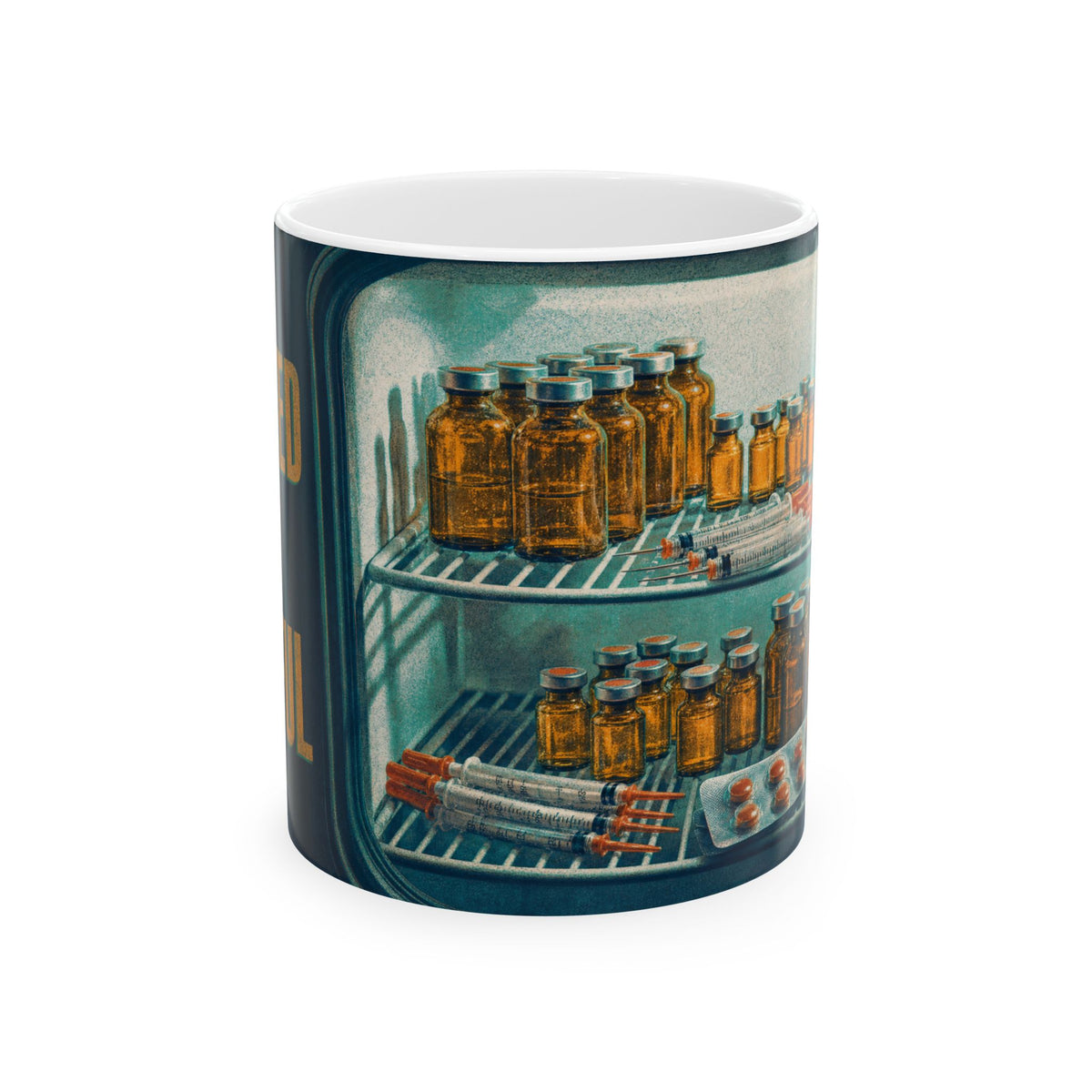 IVF Medication Fridge Mug amber vials counted and hopeful fertility art coffee mug