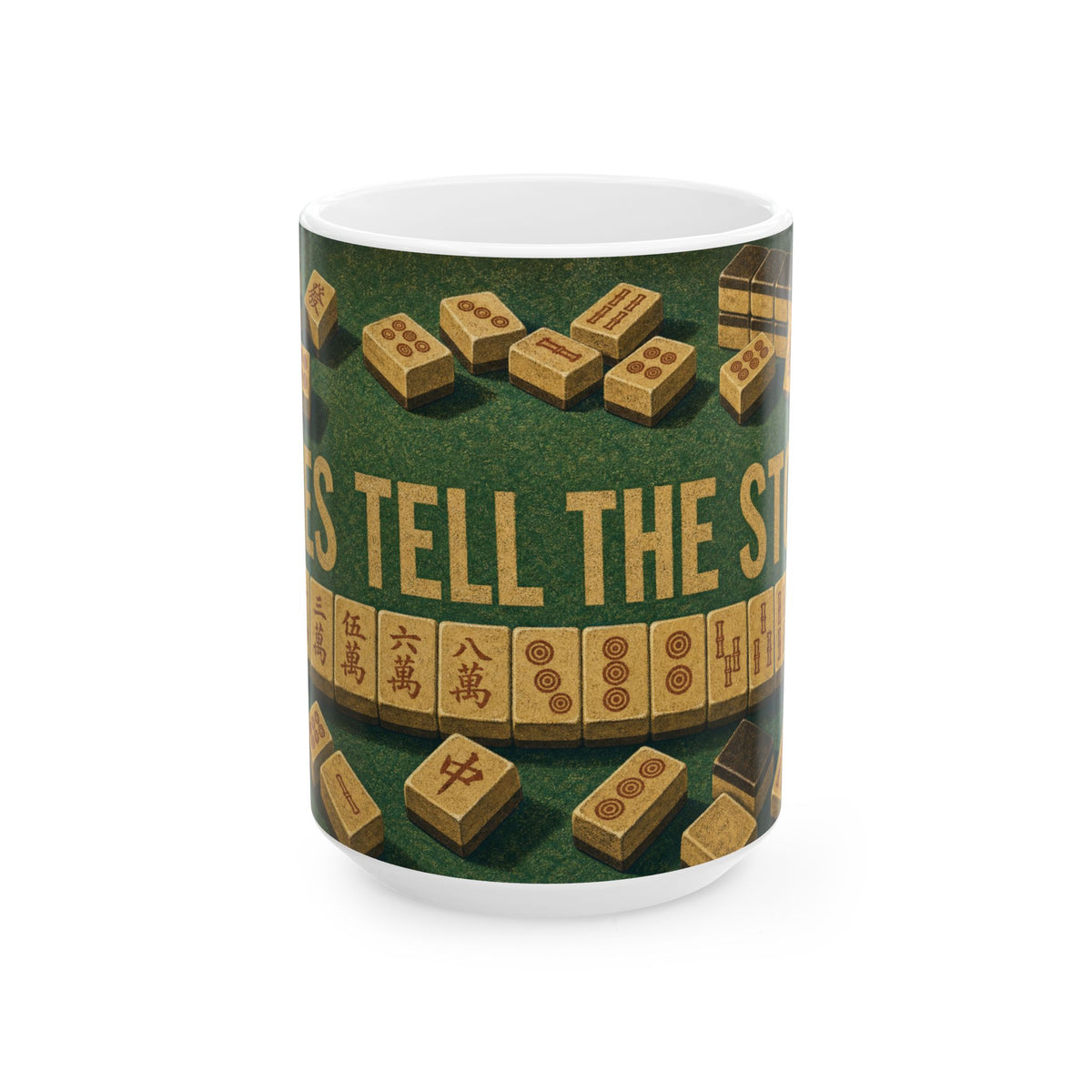 Mahjong Tiles Green Felt Game Night Coffee Mug for Mahjong Players