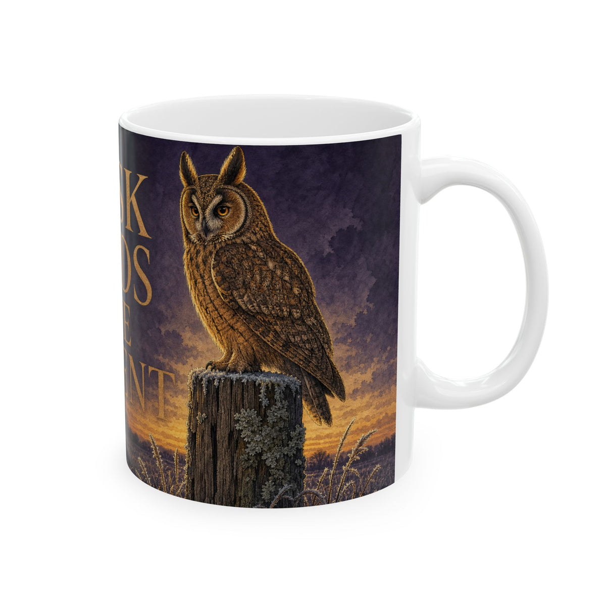 Long-Eared Owl Winter Dusk Mug Atmospheric Wildlife Birdwatching Gift